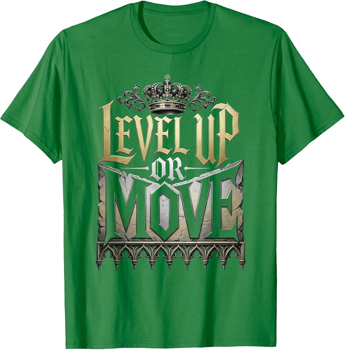 Men's Level Up or Move Boss Mindset Graphic Design T-Shirt - Kelly Green