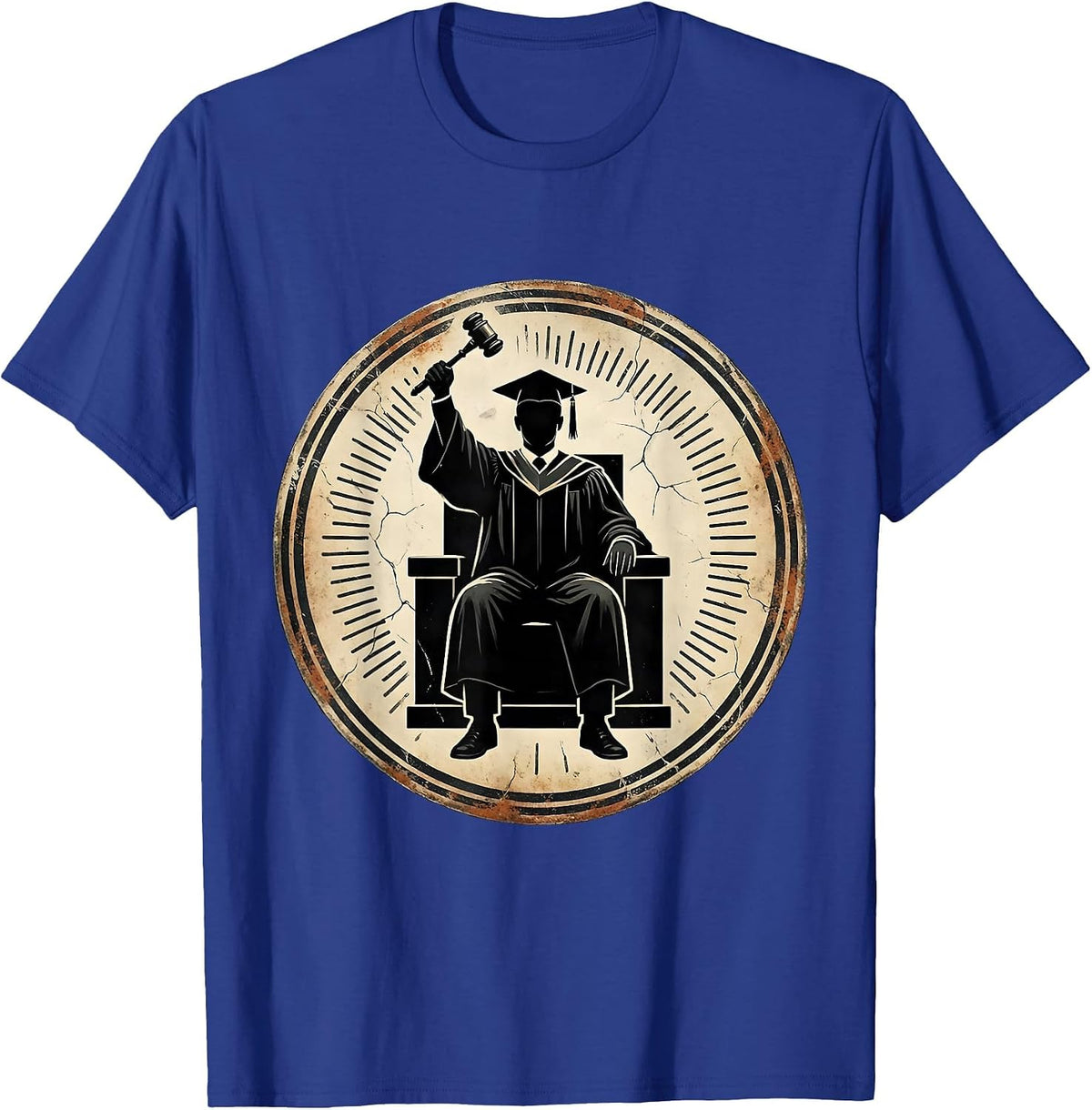 Doctoral Graduate Distressed Graduation Gift T-Shirt - Royal Blue