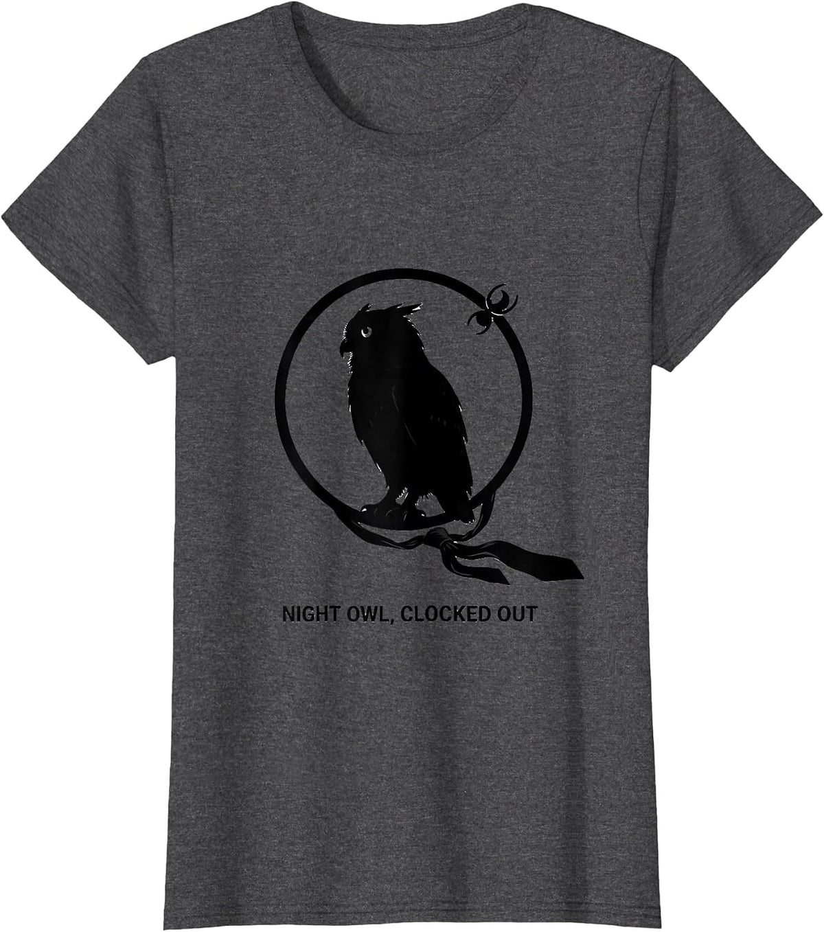 Women's Night Owl Clocked Out Funny Halloween Costume Animal Humor T-Shirt - Dark Heather Grey
