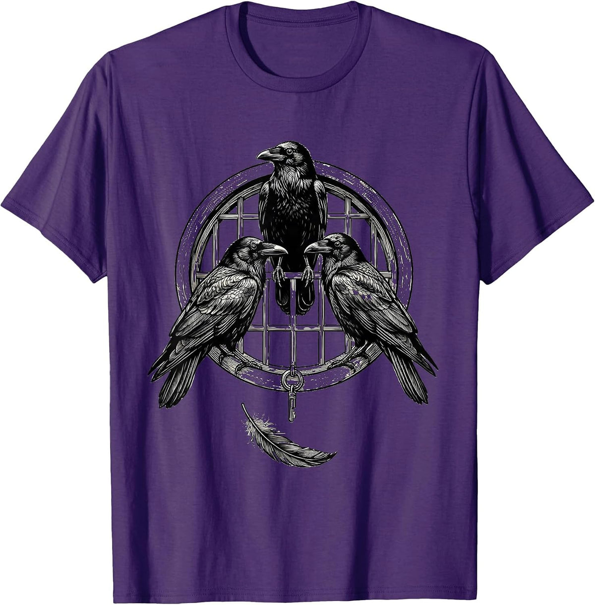 Men's Three Crows Murder Pun Gothic Bird Lover Humor T-Shirt - Purple