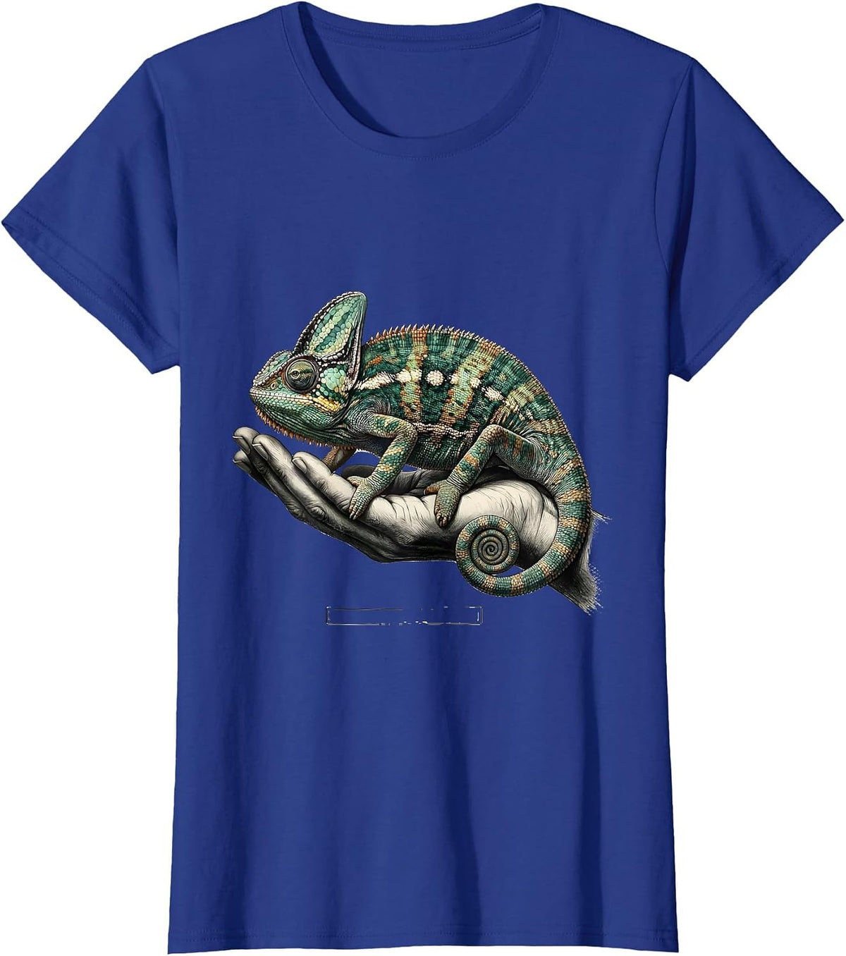 Women's Crested Chameleon Botanical Pet Keeper Cute Reptile T-Shirt - Royal Blue