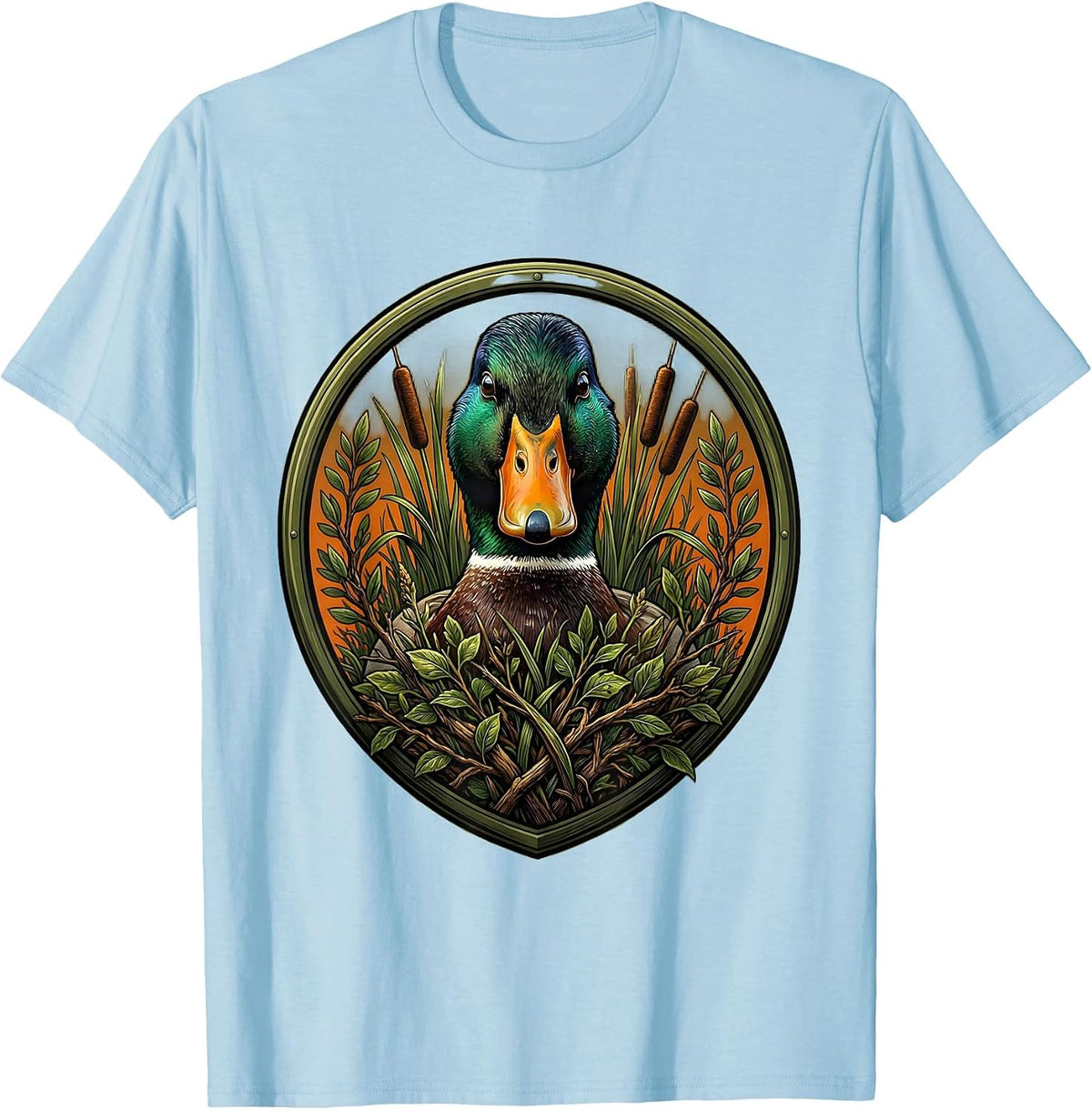 Men's Duck Camo Hunting Brush Pile Illustration T-Shirt - Baby Blue