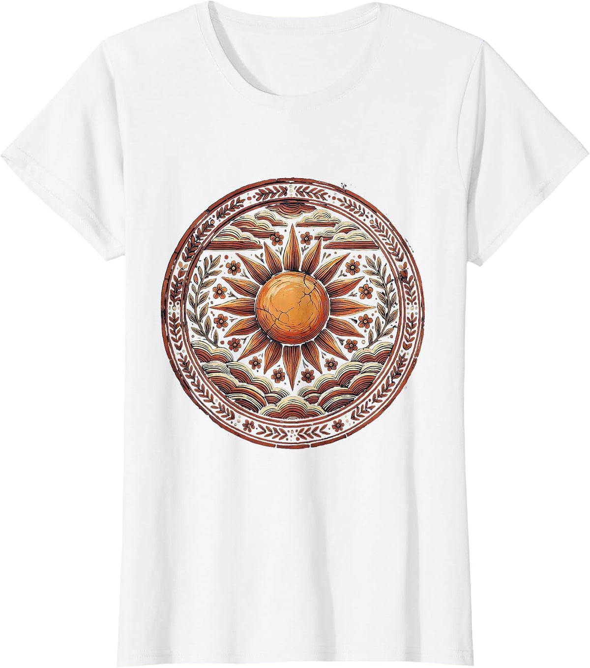 Red White and Blue Sunset Behind Striped Clouds T-Shirt - White