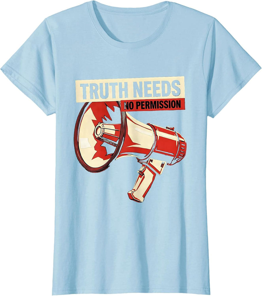 Women's Truth Needs No Permission Free Speech Design T-Shirt - Baby Blue