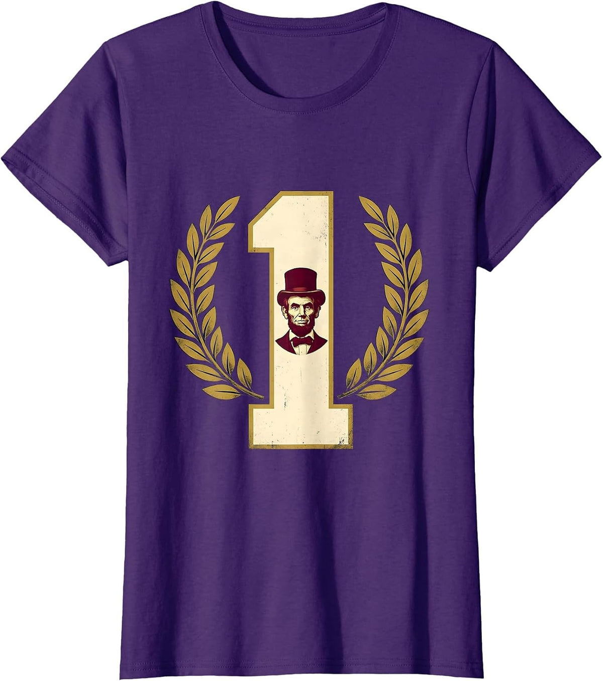 Women's Champion Lincoln Portrait Humor Sports Fan T-Shirt - Purple