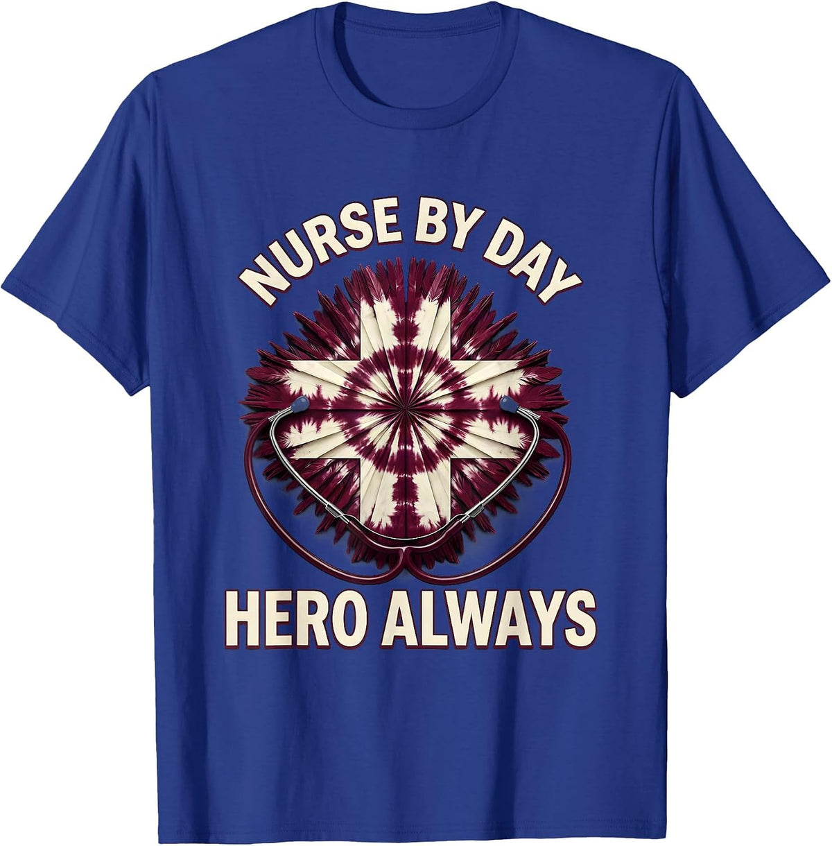 Men's Nurse By Day Hero Always Boo Boo Crew Design T-Shirt - Royal Blue