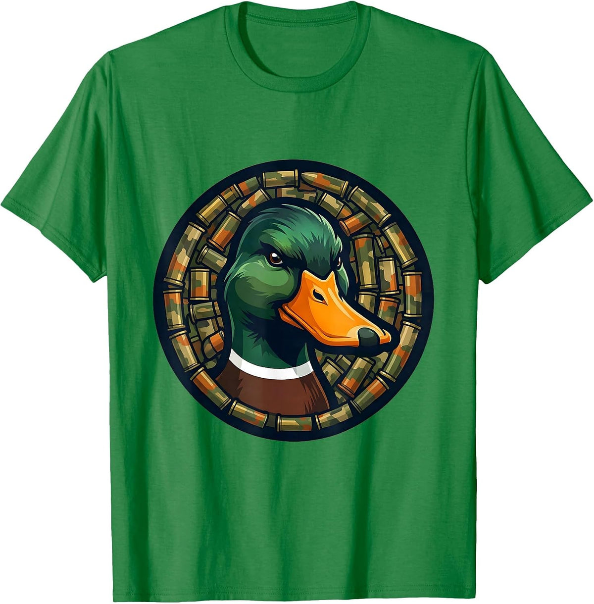 Men's Duck Camo Shotgun Shell Pattern Graphic Tee T-Shirt - Kelly Green