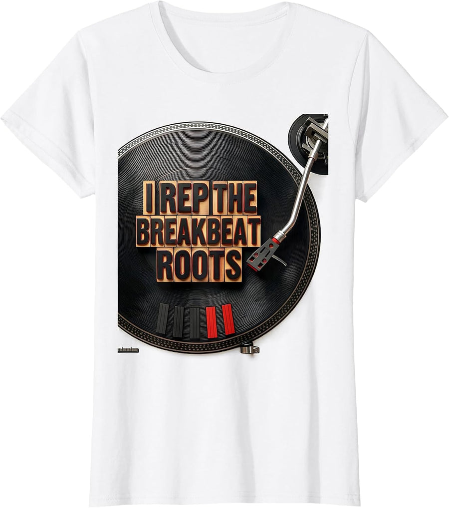 Women's I Rep The Breakbeat Roots Urban Nostalgic Hip Hop Rap T-Shirt - White