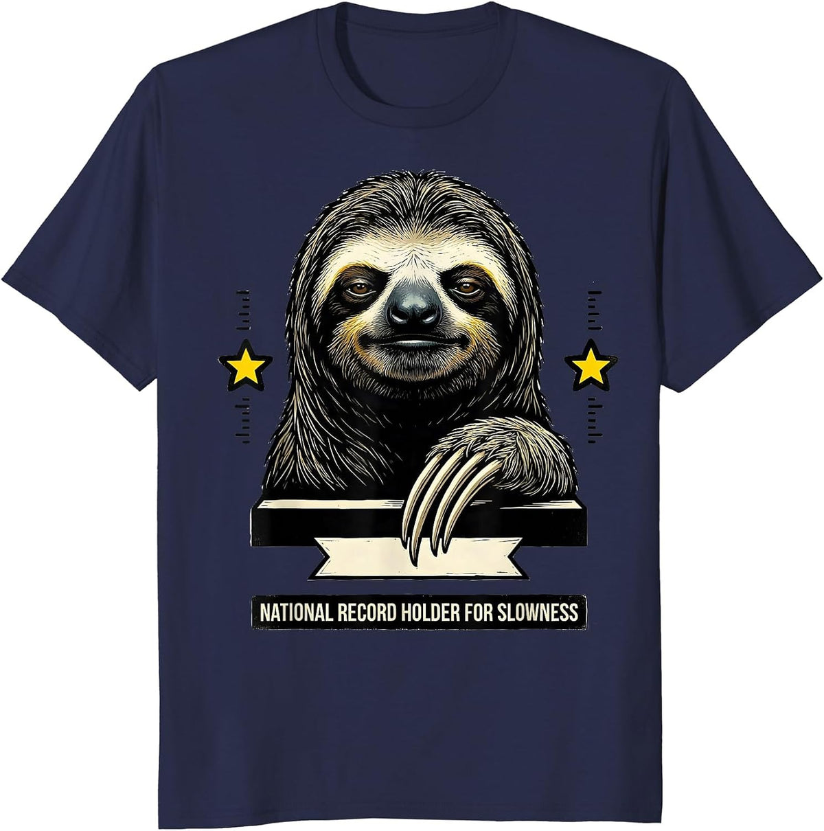 National Record Holder For Slowness Funny Sloth Lover Gift T-Shirt - Navy Blue