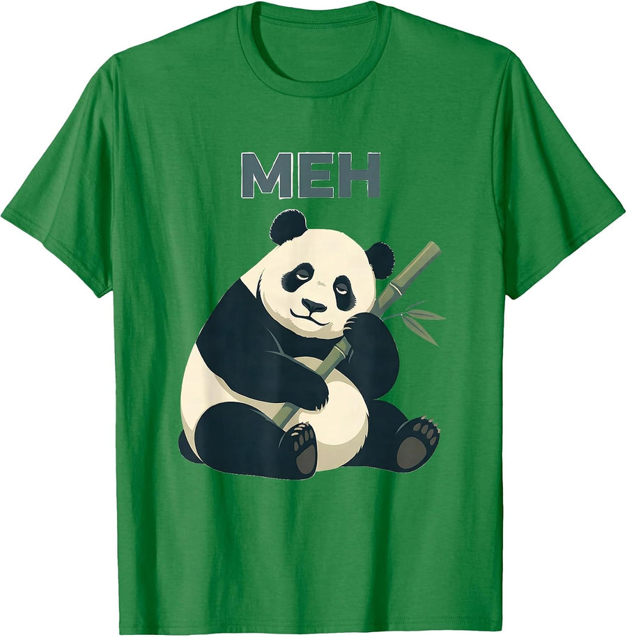 Men's Meh Funny Panda Animal Lover Humor Retro Kawaii Gift T-Shirt - Kelly Green