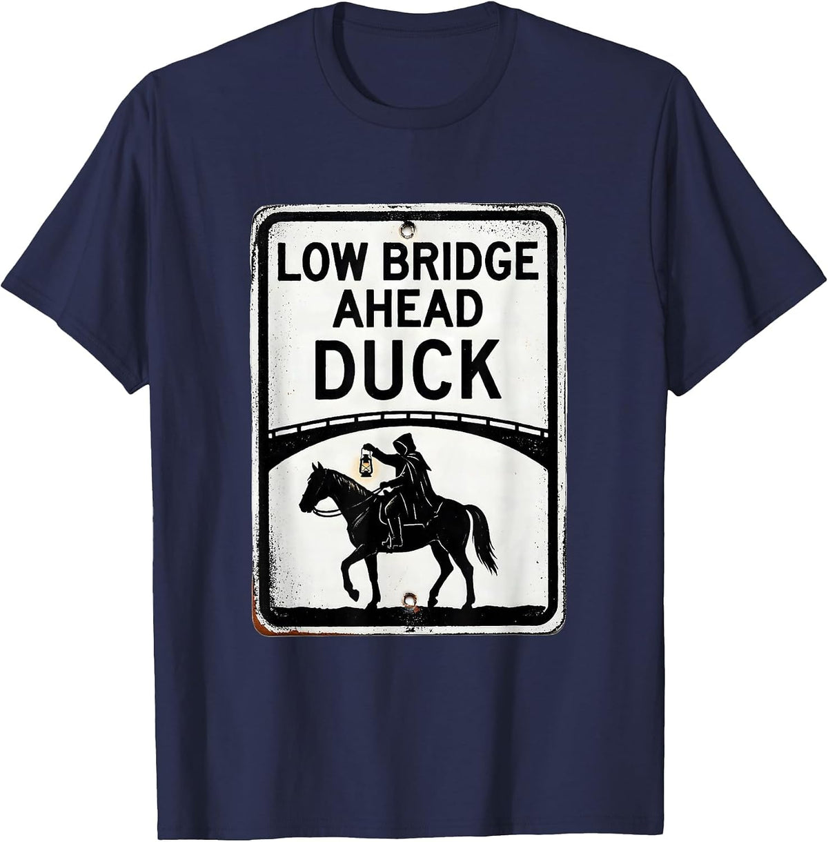 Low Bridge Ahead — Duck Gothic Vintage Sleepy Hollow T-Shirt - Navy Blue