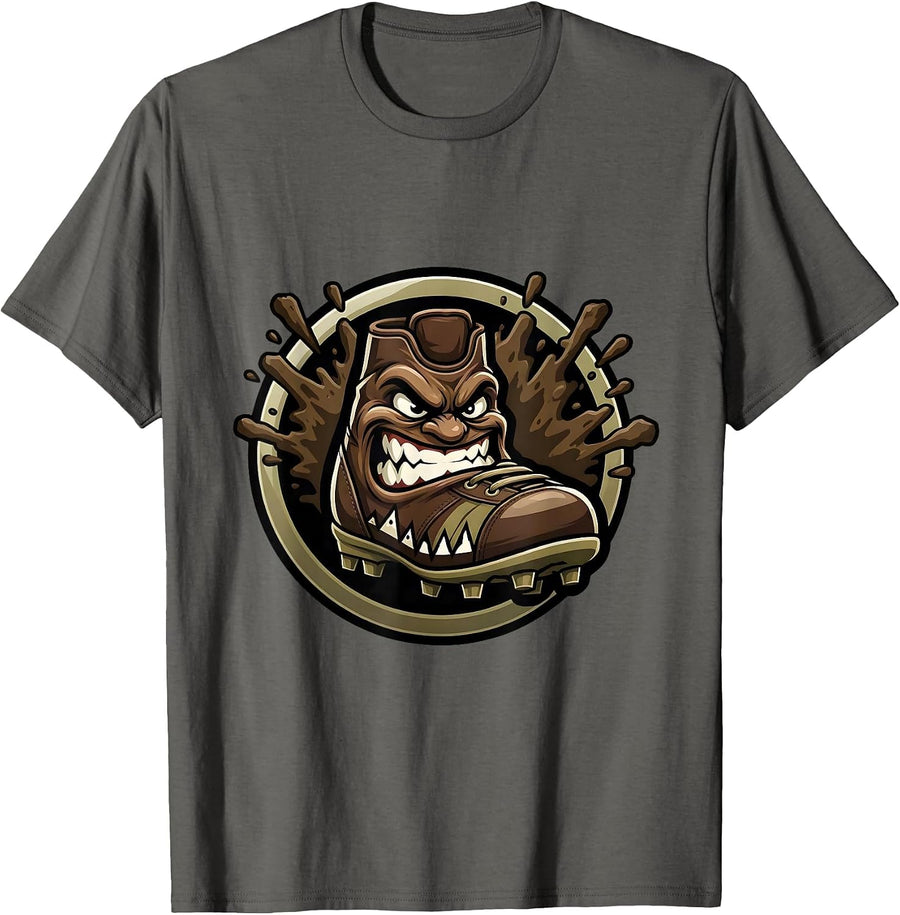 Rugby Muddy Ground Close-Up Graphic Design T-Shirt - Asphalt Grey