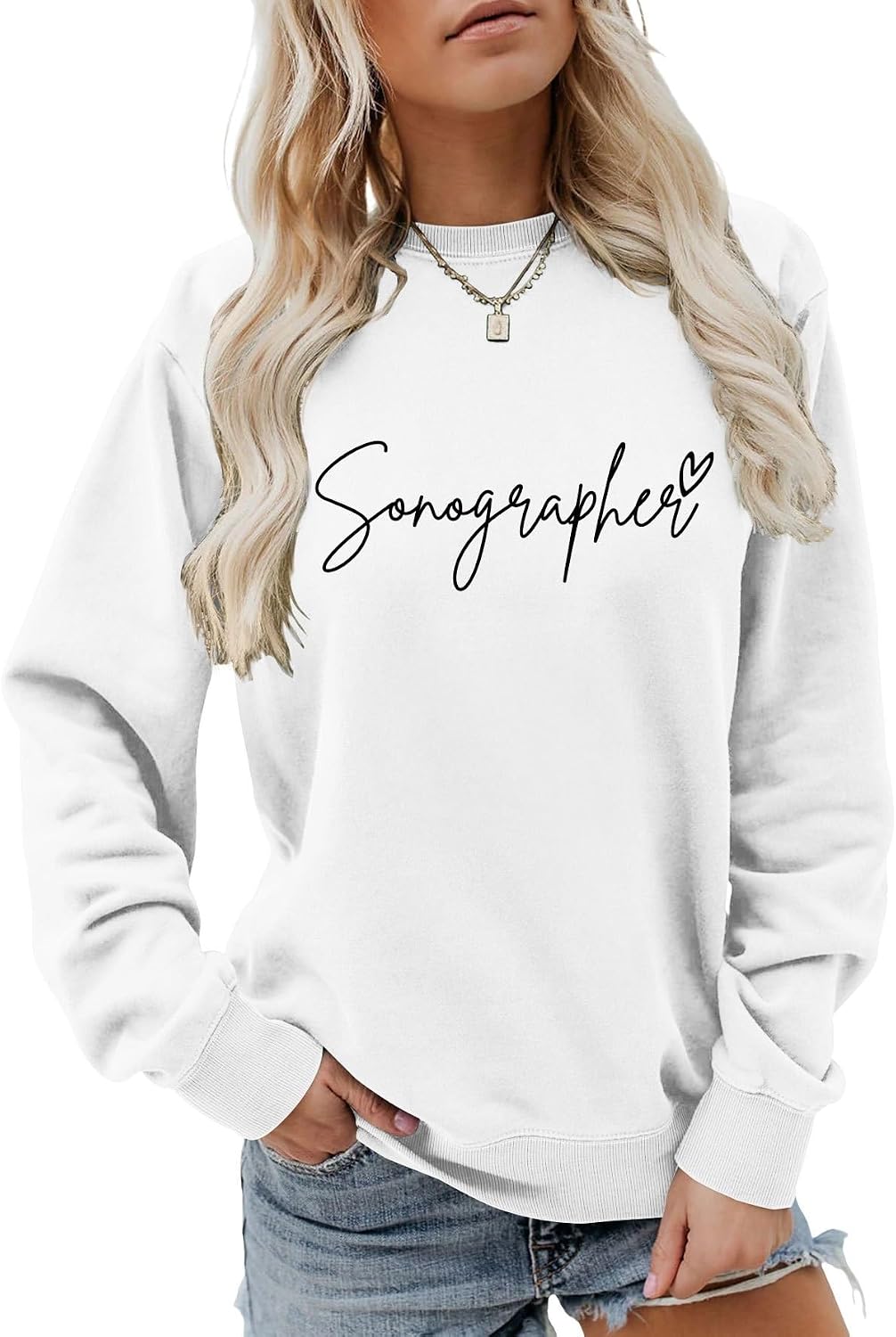 Women's Sonographer Sweatshirt, Inspirational Long Sleeve Crew Neck Top, Great Gift for Healthcare Workers and Sonographers
