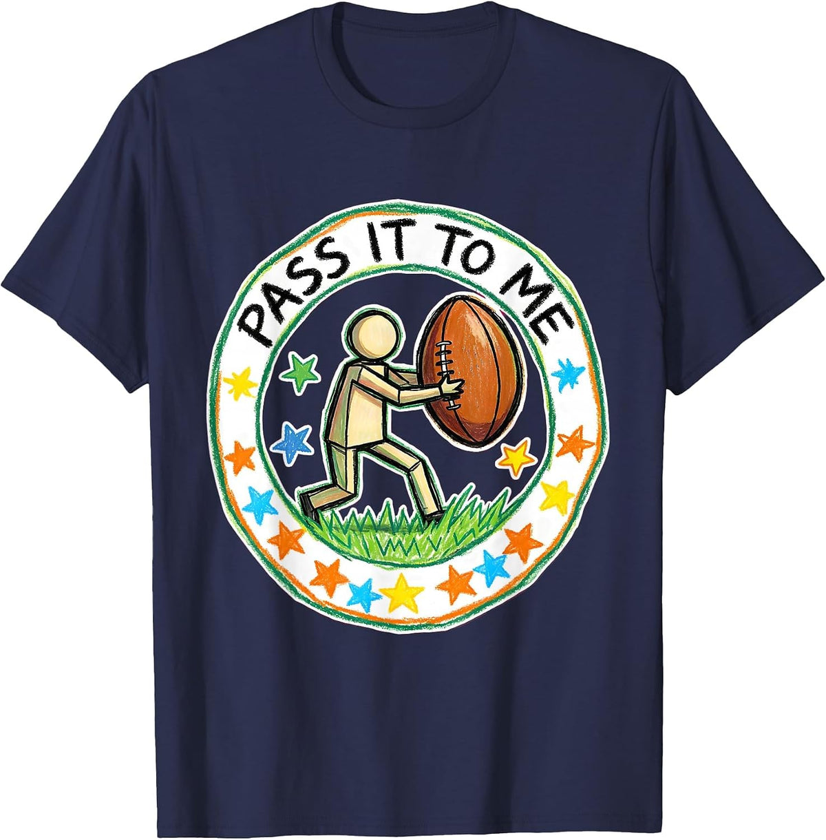 Men's Pass It To Me Rugby Graphic Design T-Shirt - Navy Blue