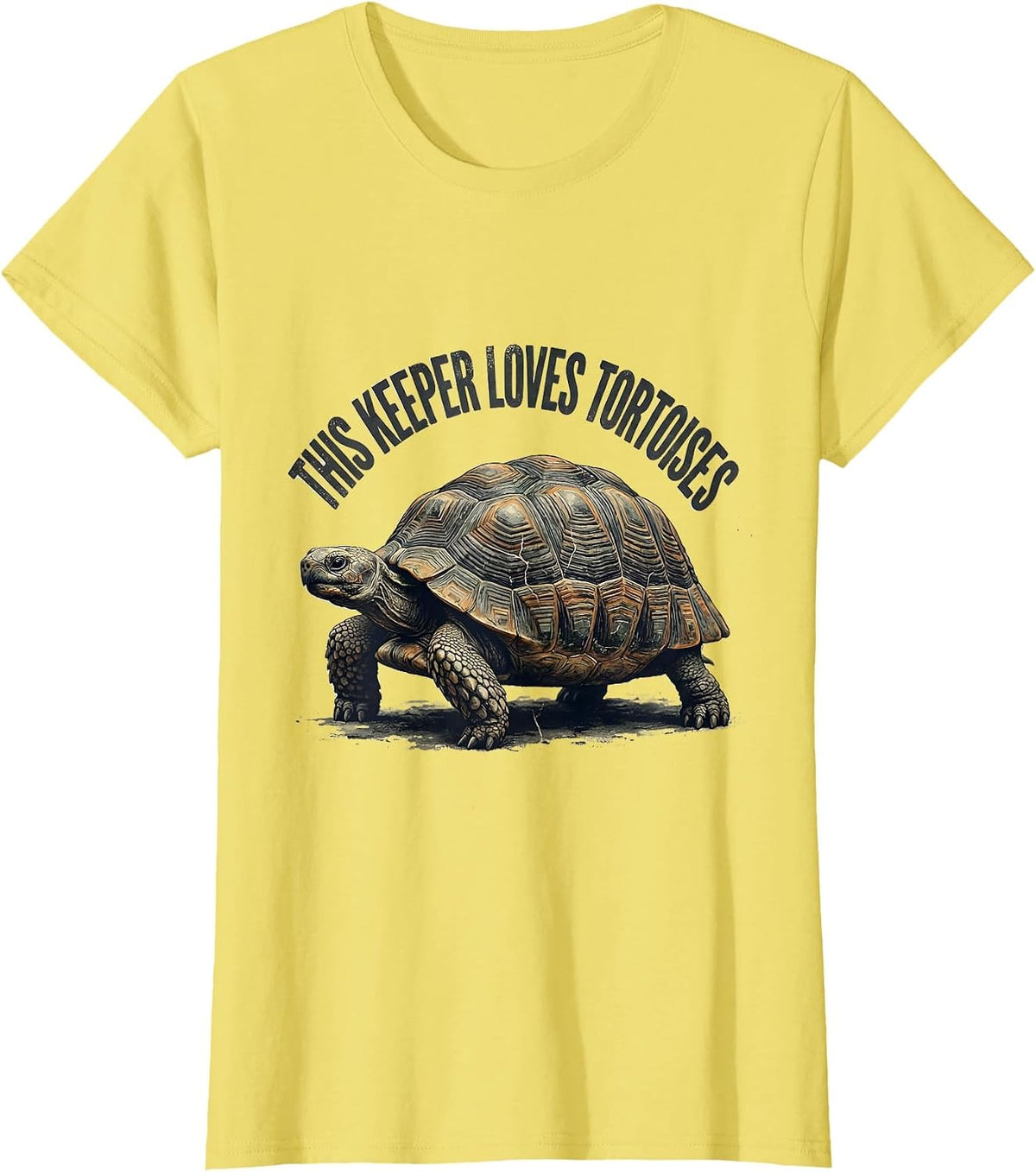 Women's This Keeper Loves Tortoises Distressed Reptile Lover Gift T-Shirt - Lemon Yellow