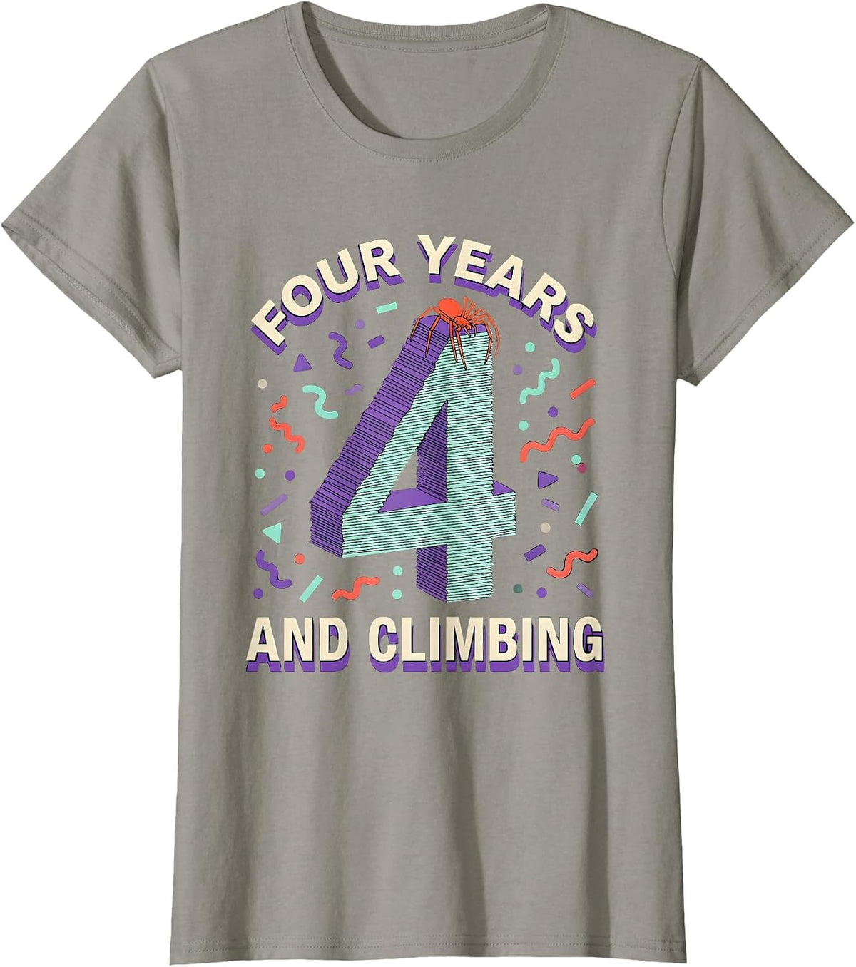 Women's Four Years And Climbing Memphis Postmodern Spider Web T-Shirt - Slate Grey