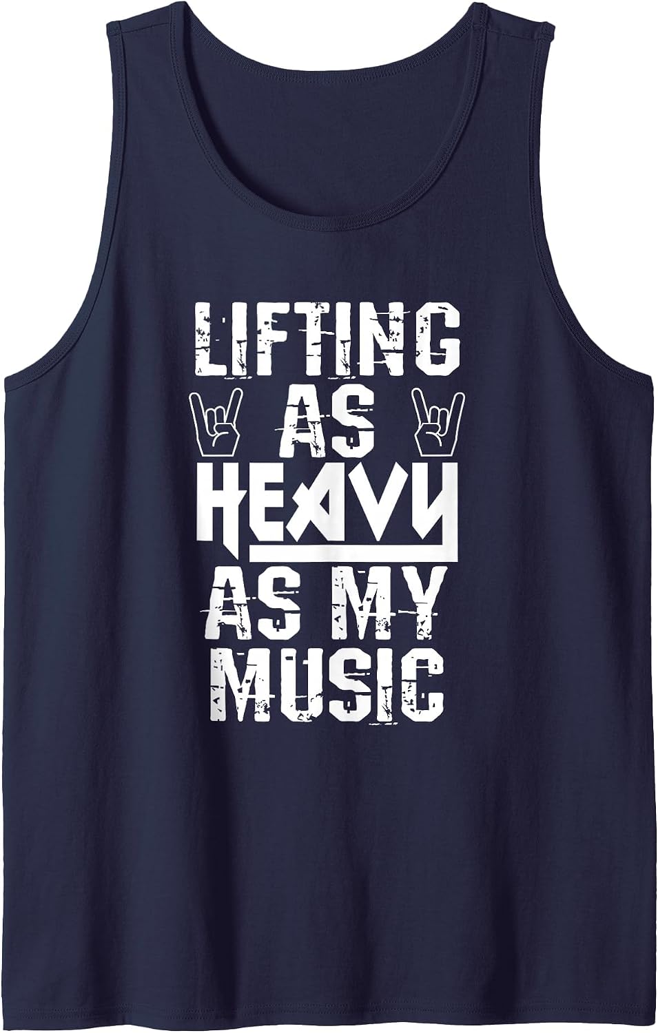Lifting As Heavy As My Music Death Metal Rock Fans Workouts Tank Top - Navy Blue