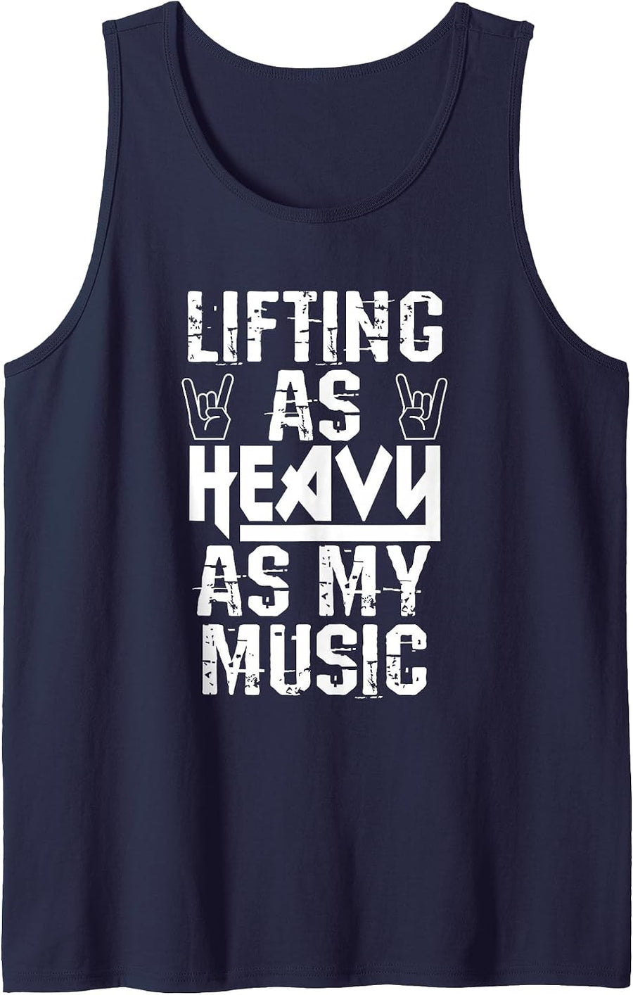 Lifting As Heavy As My Music Death Metal Rock Fans Workouts Tank Top - Navy Blue