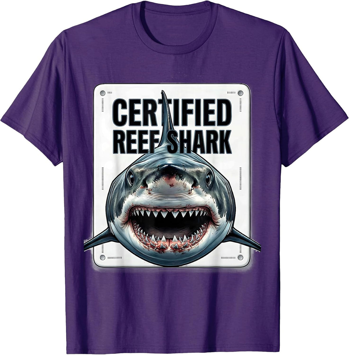 Men's Certified Reef Shark Funny Shark Lover Ocean Wildlife Humor T-Shirt - Purple