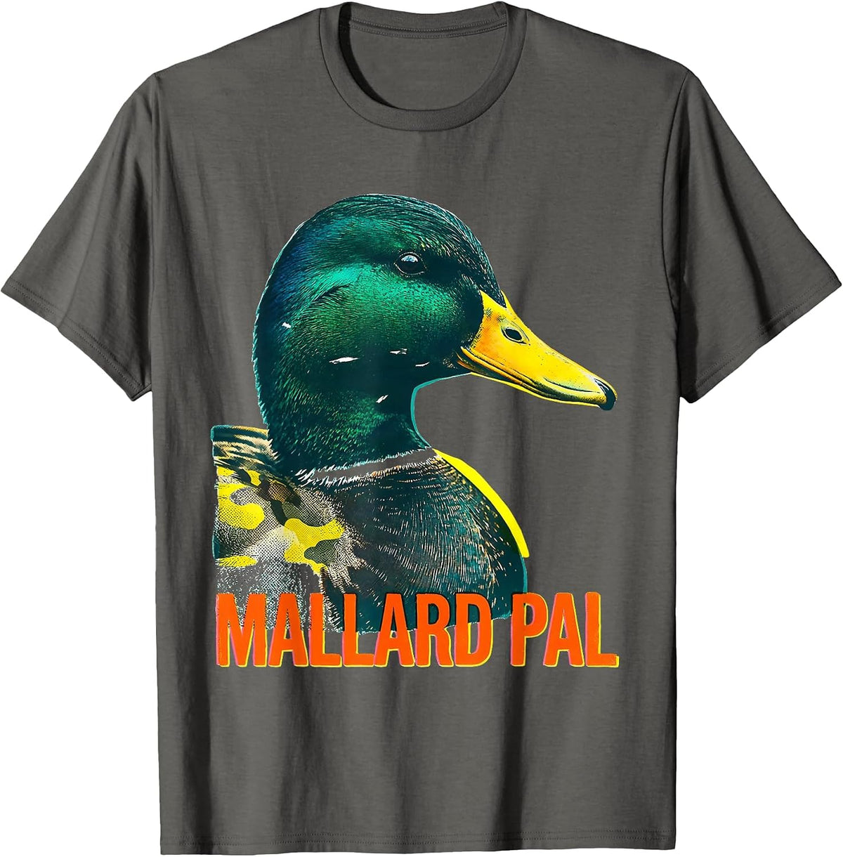 Men's Mallard Pal Risograph Camo Duck Hunting Youth Humor T-Shirt - Asphalt Grey