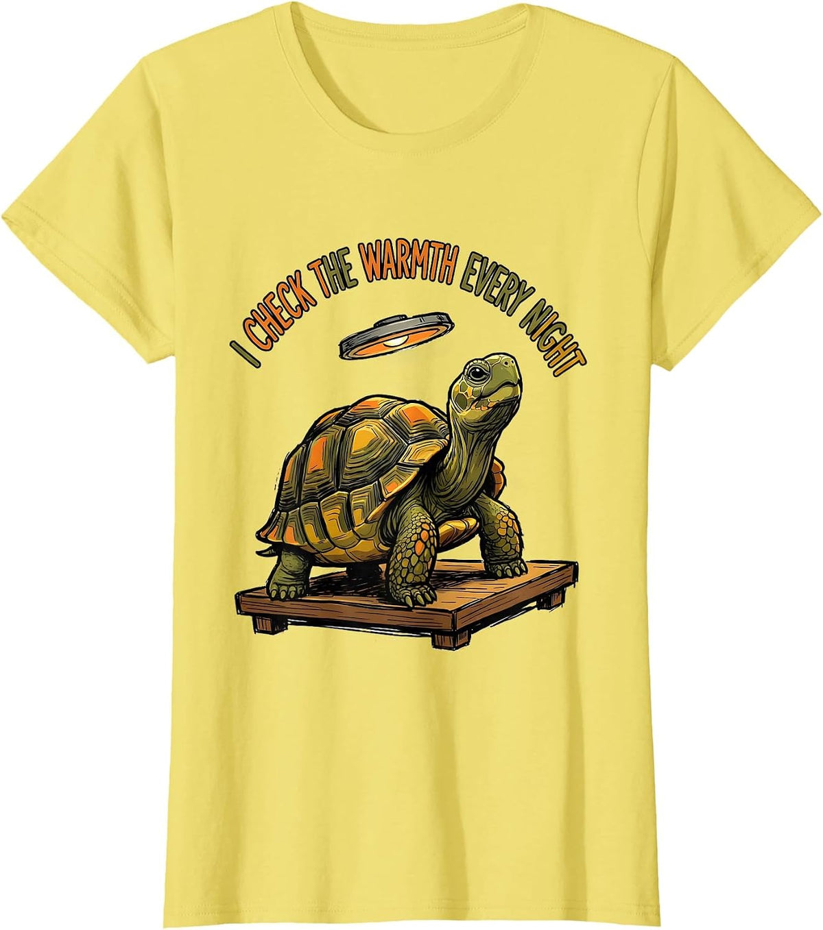 I Check The Warmth Every Night Funny Tortoise Lover Pet T-Shirt - Lemon Yellow