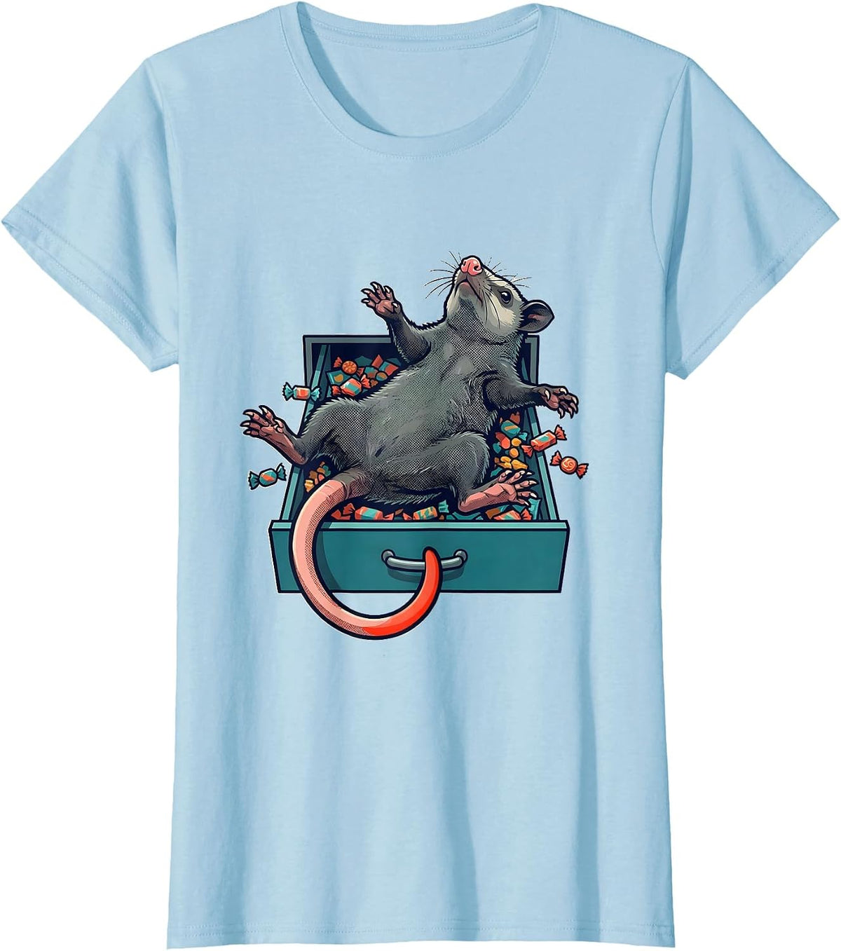 Limp Opossum Snack Drawer Funny Animal Meme T-Shirt - Baby Blue