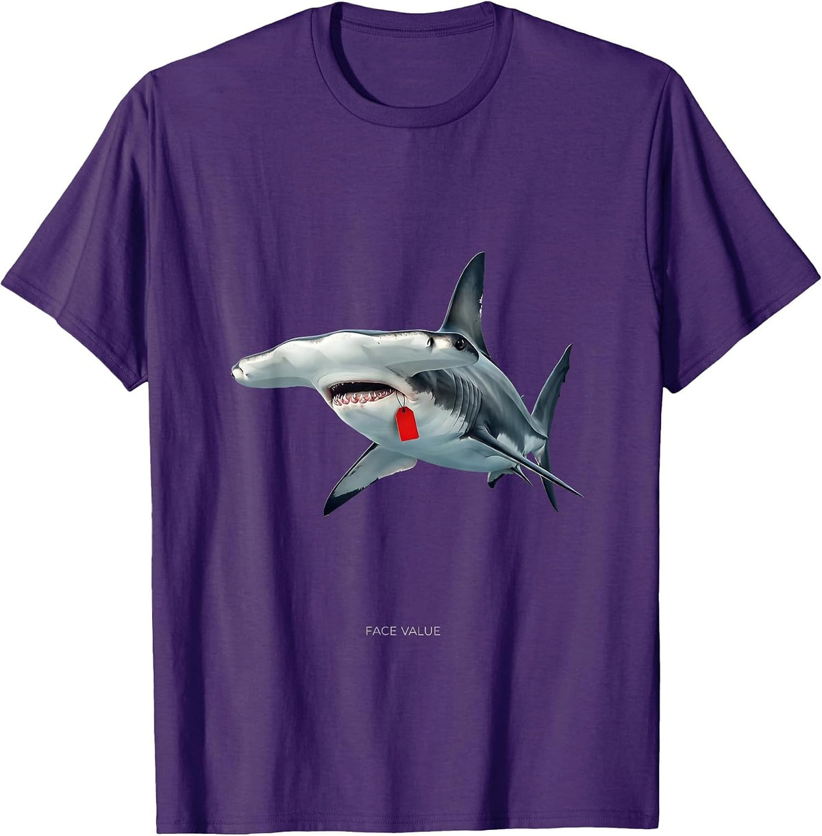 Face Value Swiss International Funny Shark Lover Ocean T-Shirt - Purple