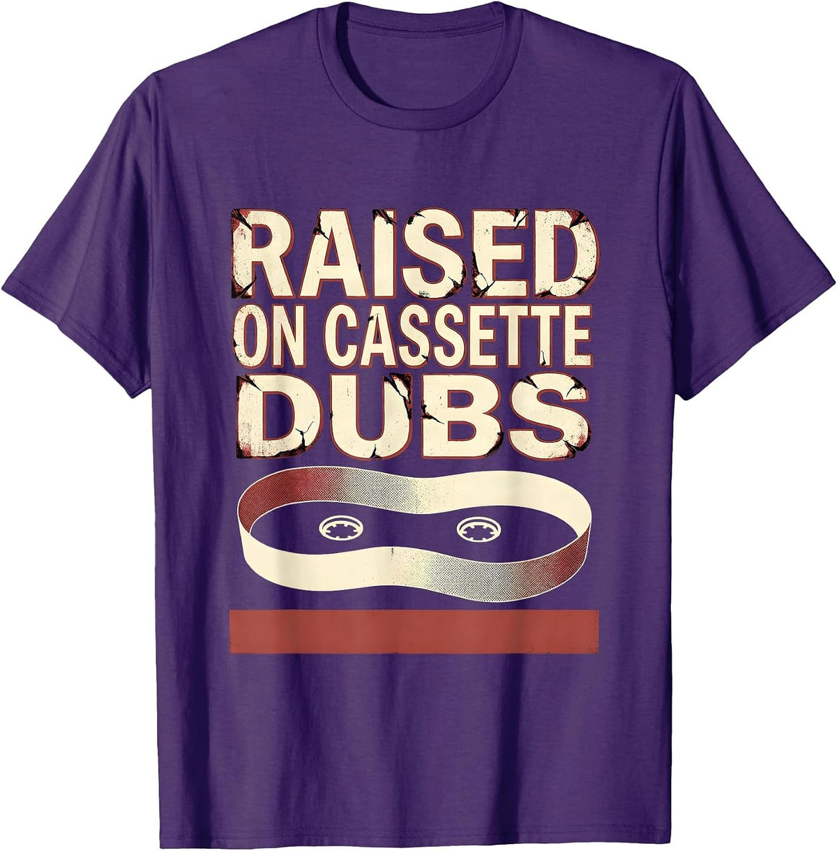 Raised On Cassette Dubs Vintage 90s Hip-Hop Rap Lyric T-Shirt - Purple