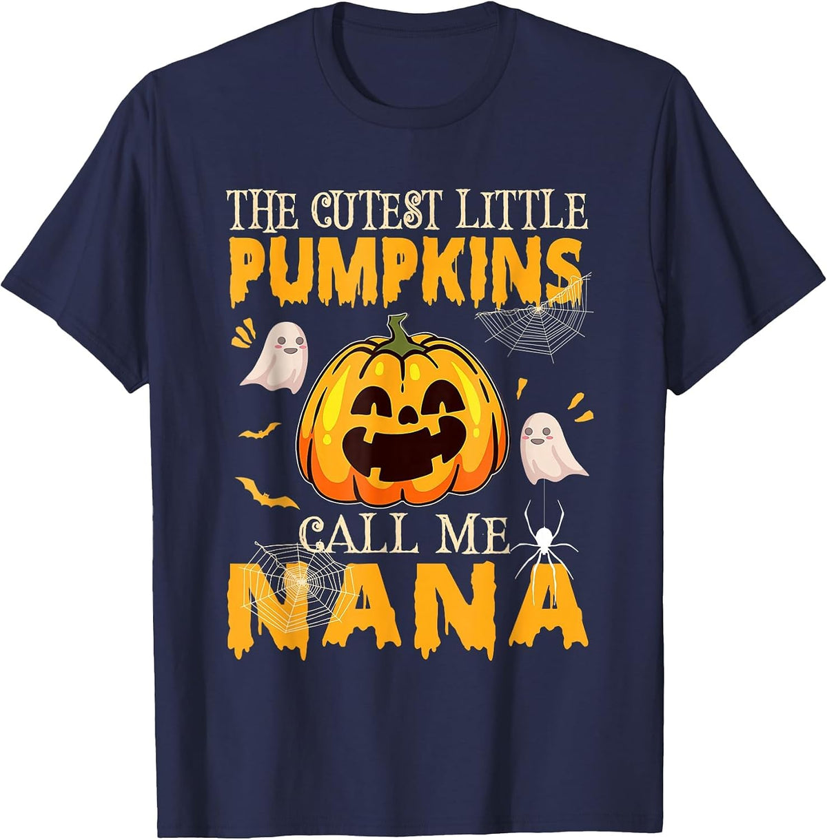 The Cutest Little Pumpkins Call Me Nana Funny Halloween T-Shirt - Navy Blue