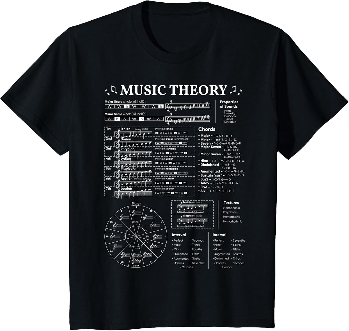Music Theory Music Teacher Musician Learning School T-Shirt - Black