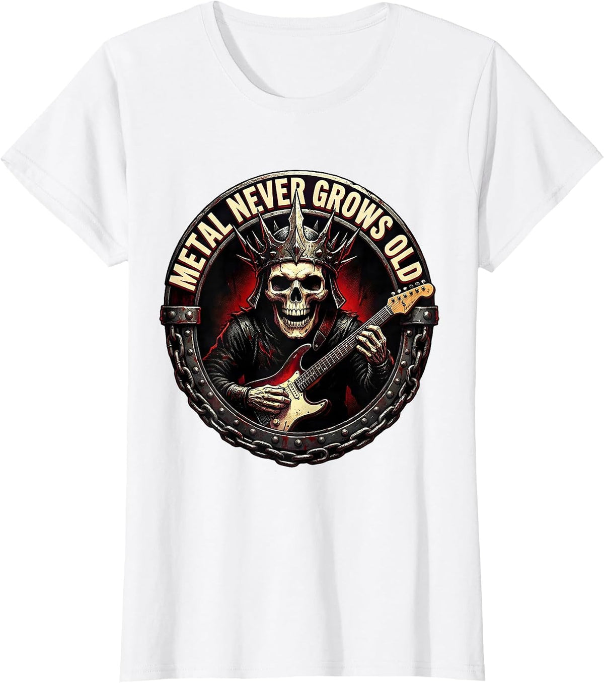 Metal Never Grows Old Rock Music Band Design T-Shirt - White
