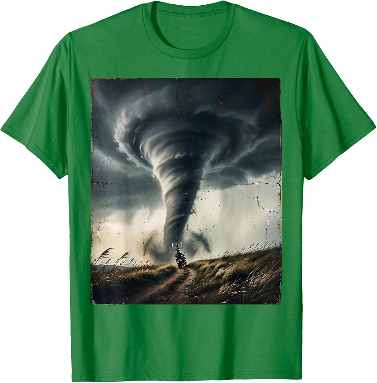 Men's Towering Tornado Storm Chaser Meteorology Enthusiast T-Shirt - Kelly Green