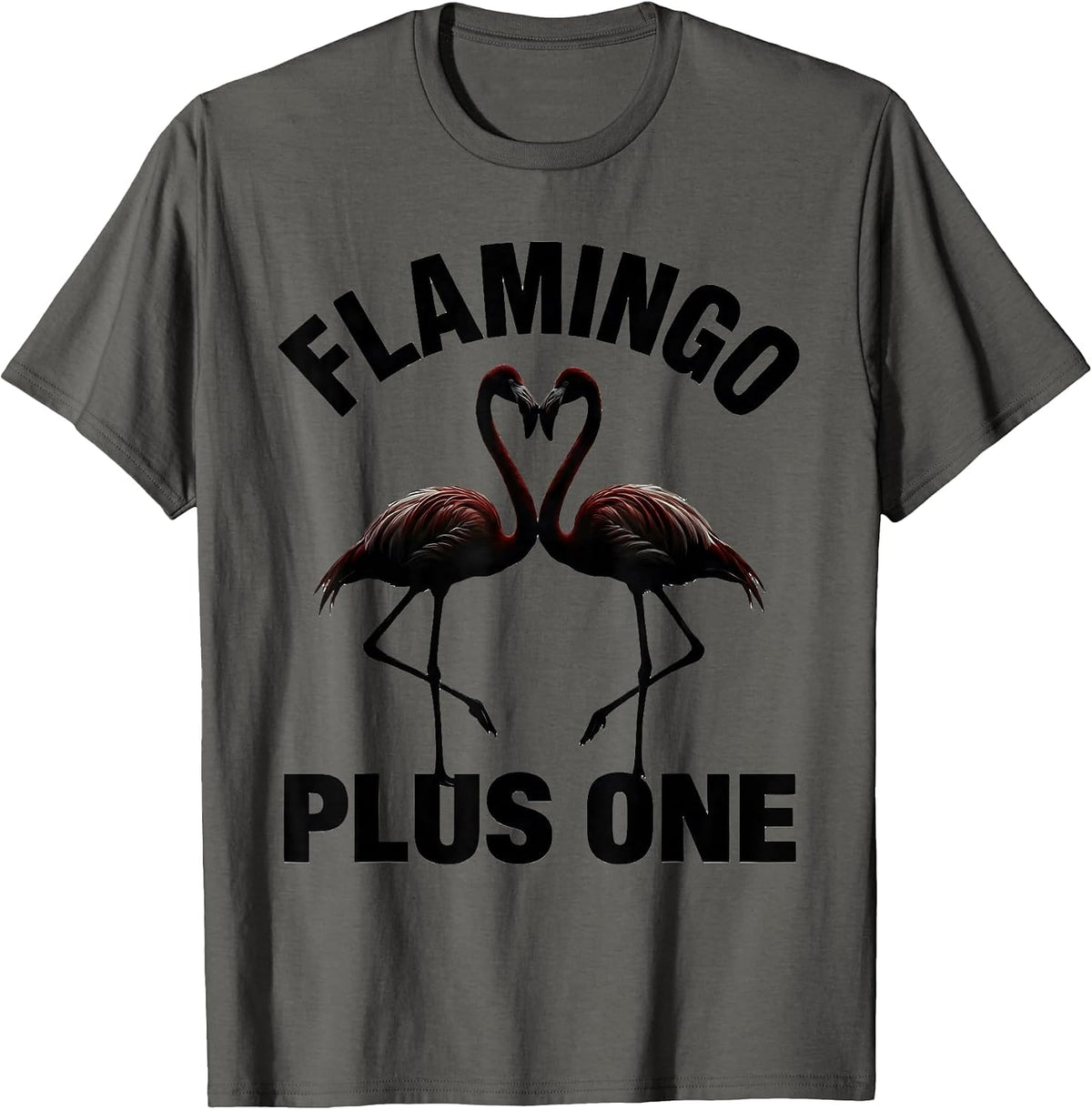 Men's Flamingo Plus One Funny Flamingo Lover Tropical Humor T-Shirt - Asphalt Grey