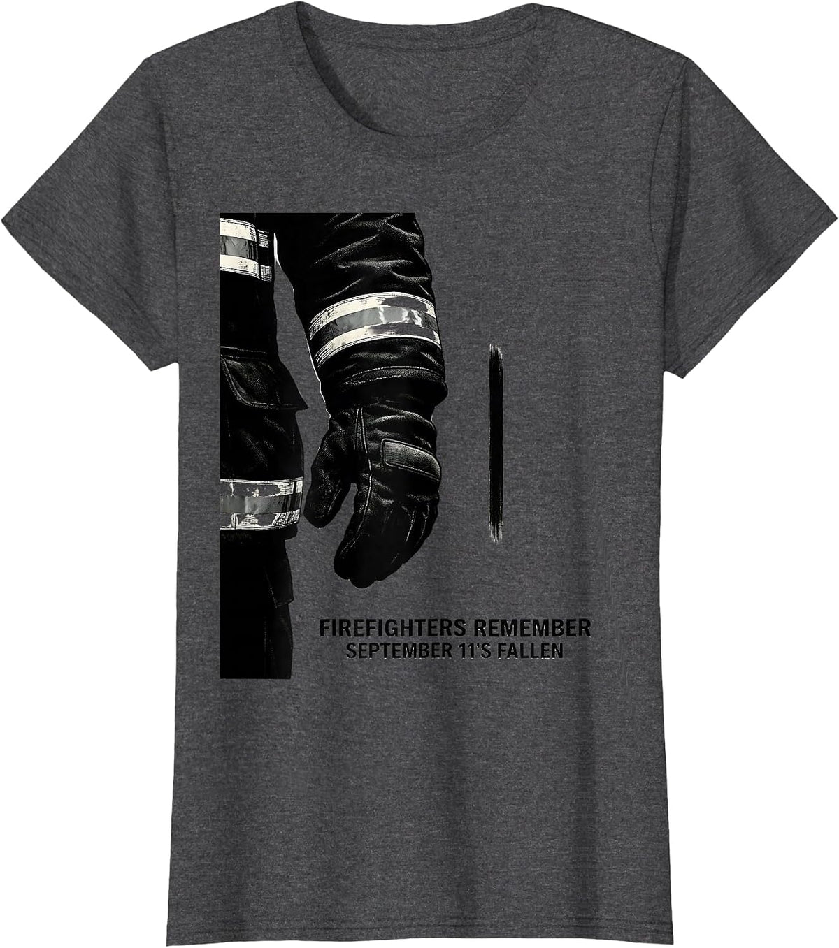 Women's Firefighters Remember September 11's Fallen Tribute T-Shirt - Dark Heather Grey