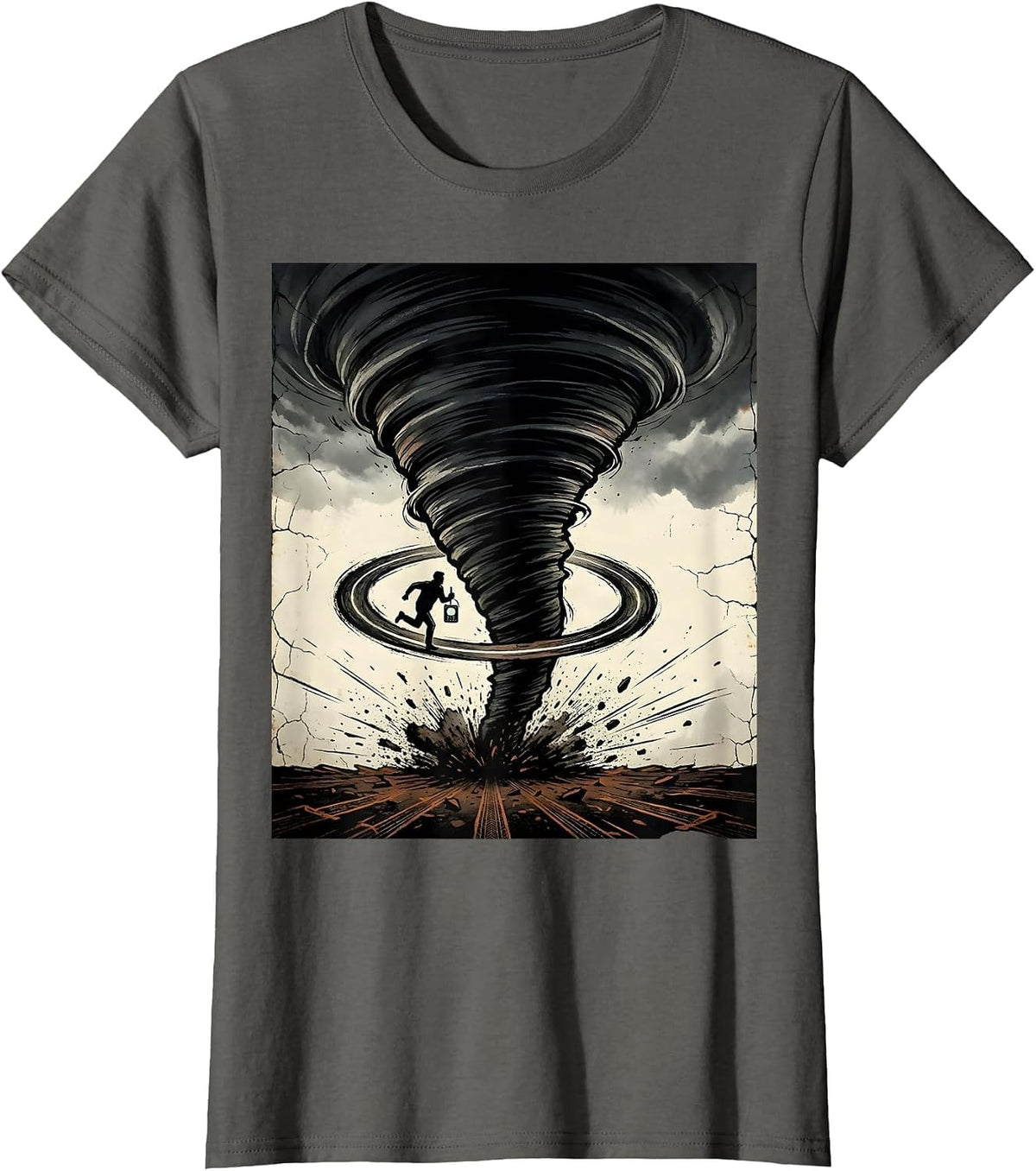 Women's Tornado Chaser Storm Chasing Enthusiast Humor T-Shirt - Asphalt Grey