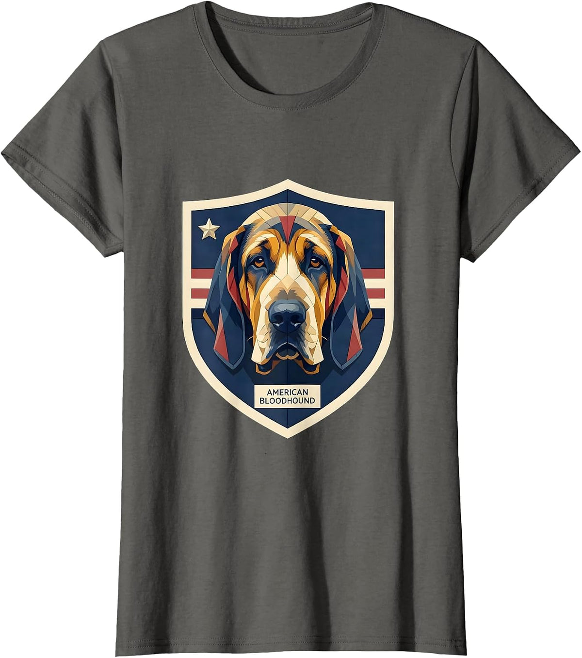 Women's American Bloodhound Patriotic Bloodhound Dog Lover 4th T-Shirt - Asphalt Grey