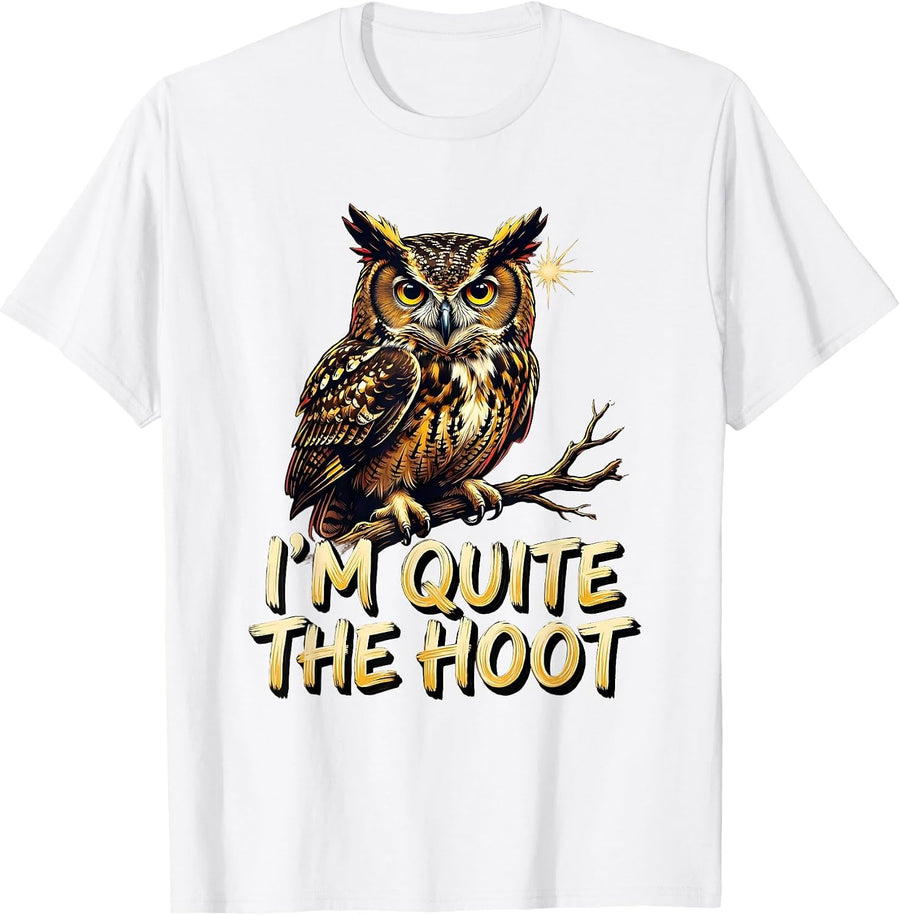 Men's I'm Quite The Hoot Funny Owl Bird Lover Retro Vintage T-Shirt - White