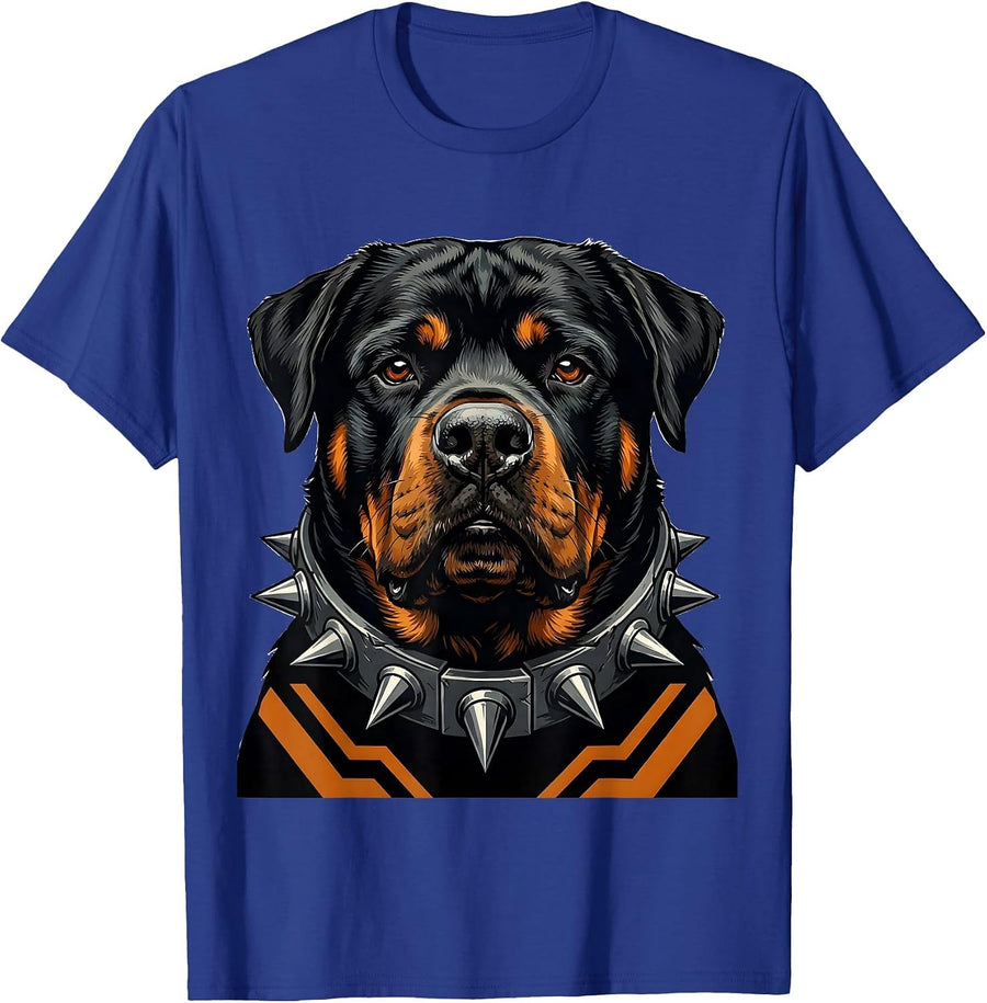 Rottweiler Spiked Warrior Collar Graphic T-Shirt - Royal Blue