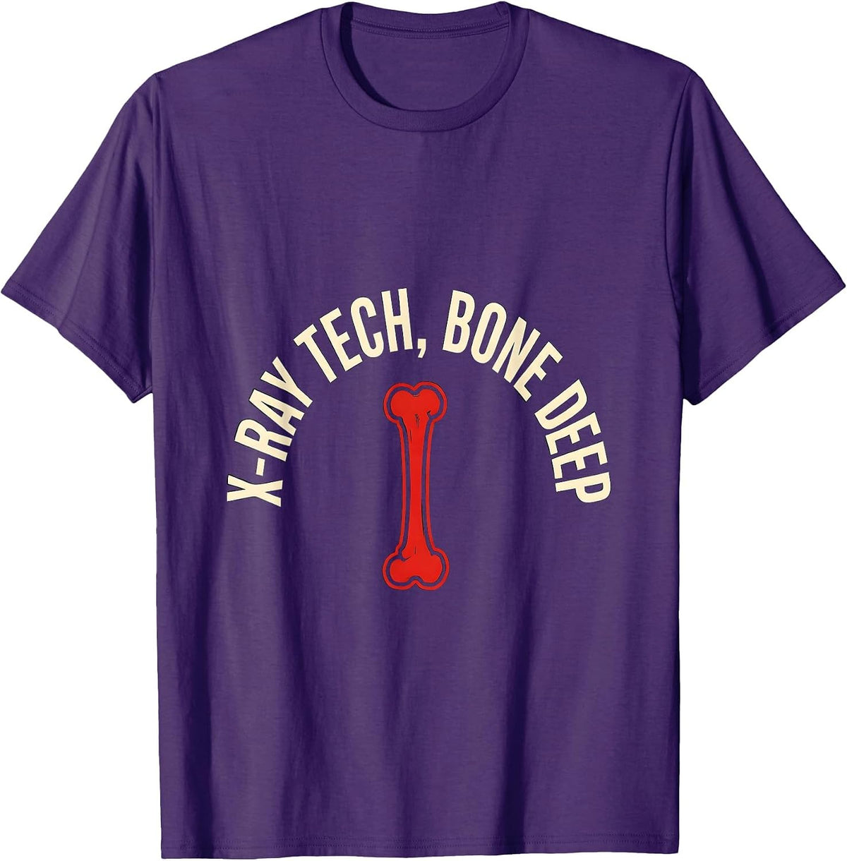 Men's X-RAY TECH, BONE DEEP Stencil Graphic Radiology Tech Gift T-Shirt - Purple