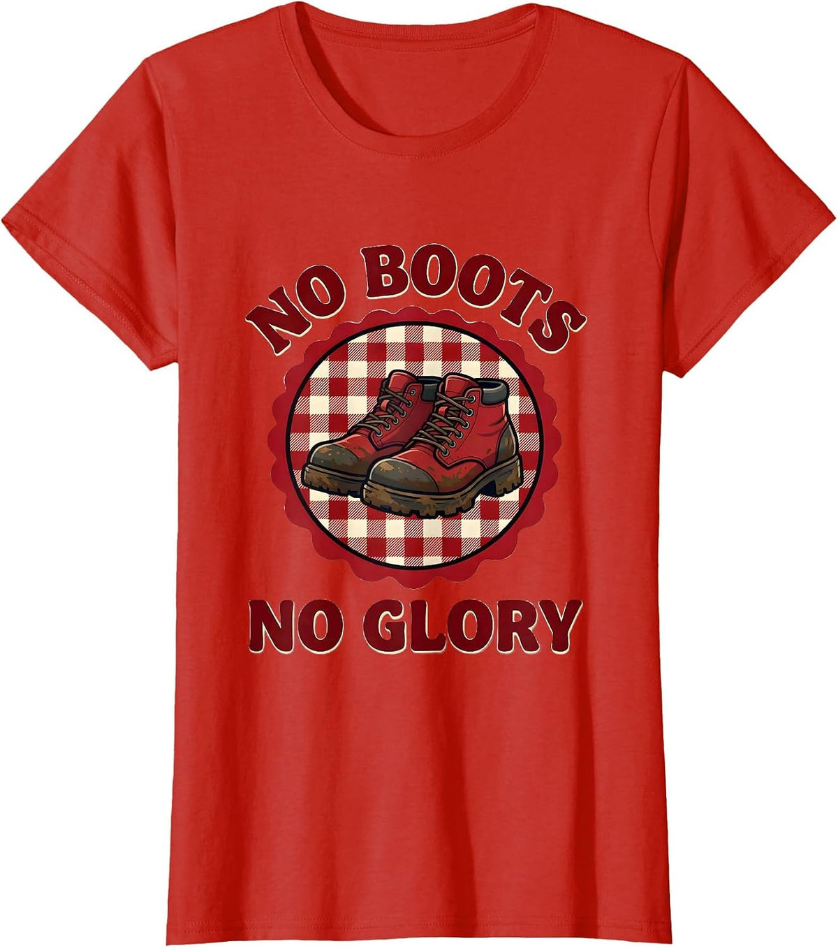 No Boots No Glory Rugby Graphic Design T-Shirt - Red