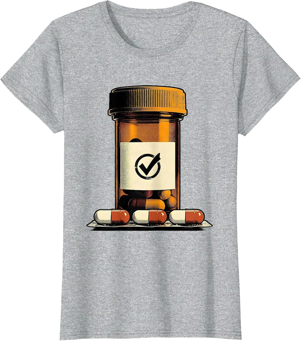 Oversized Prescription Vial Pharmacy Tech Cute Humor T-Shirt - Heather Grey