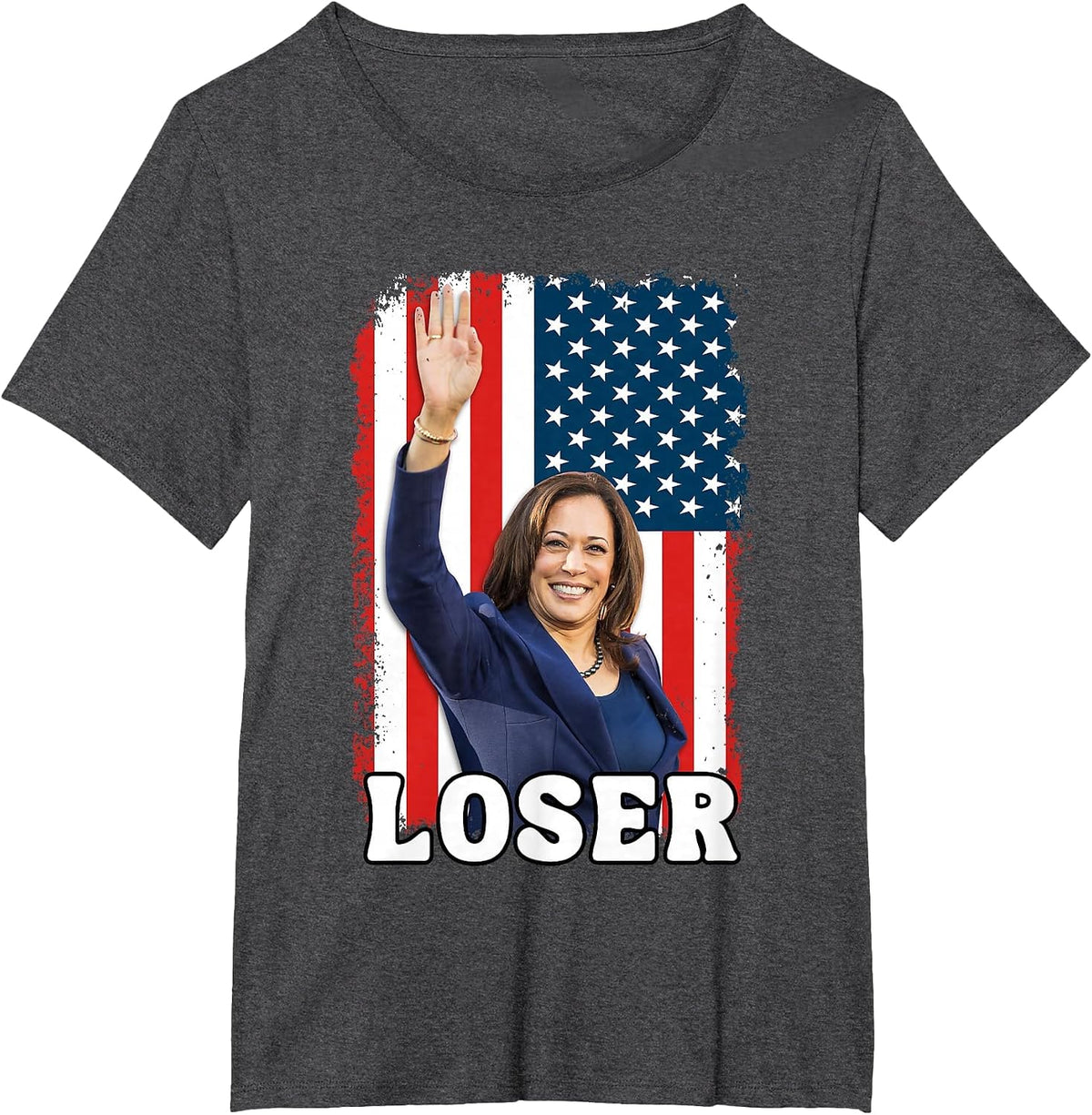 Kamala Harris Loser 2024 Presidential Race Funny Kamala Lost T-Shirt - Dark Heather Grey