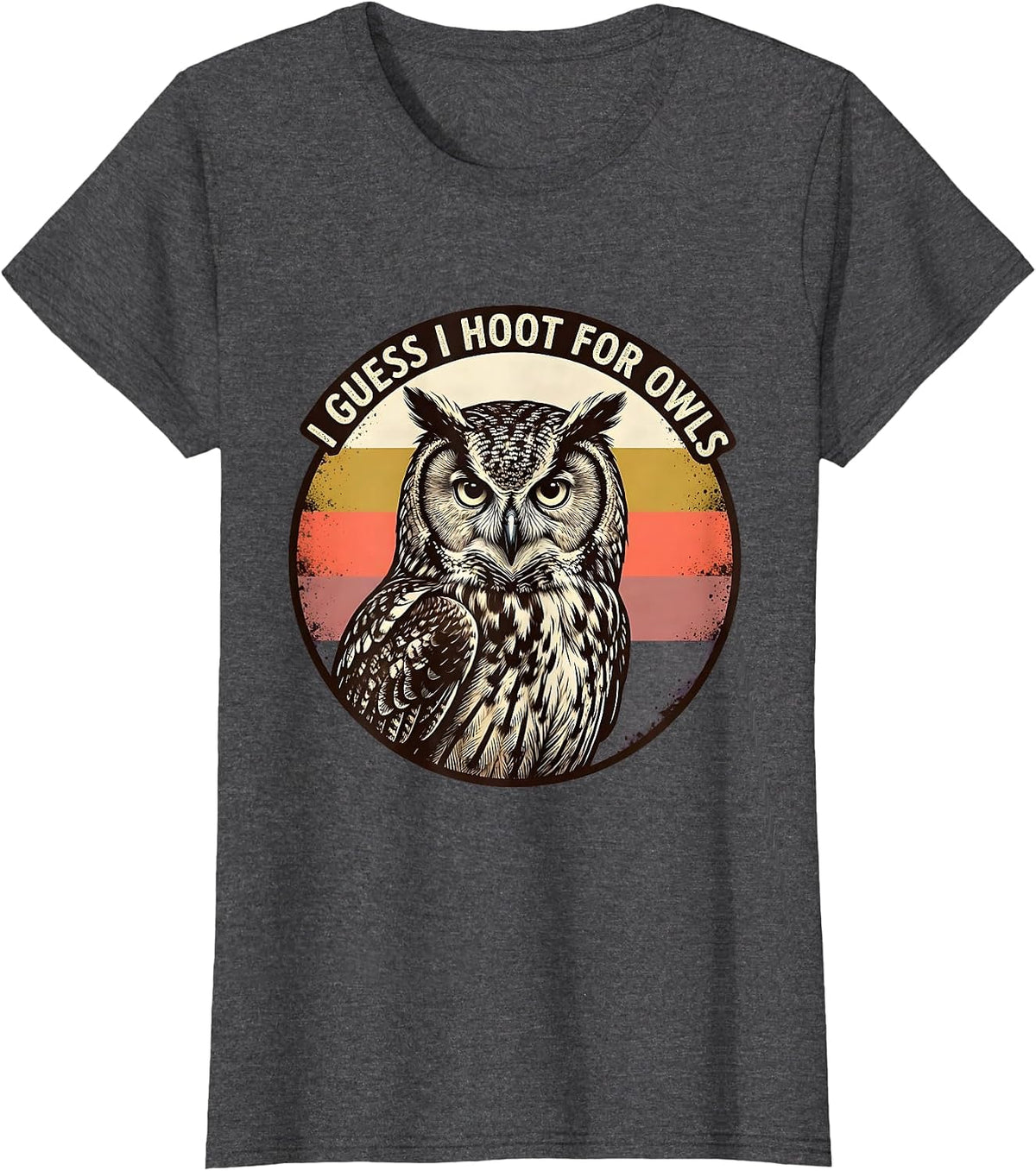 Women's I Guess I Hoot For Owls Funny Vintage Owl Lover Birdwatching T-Shirt - Dark Heather Grey