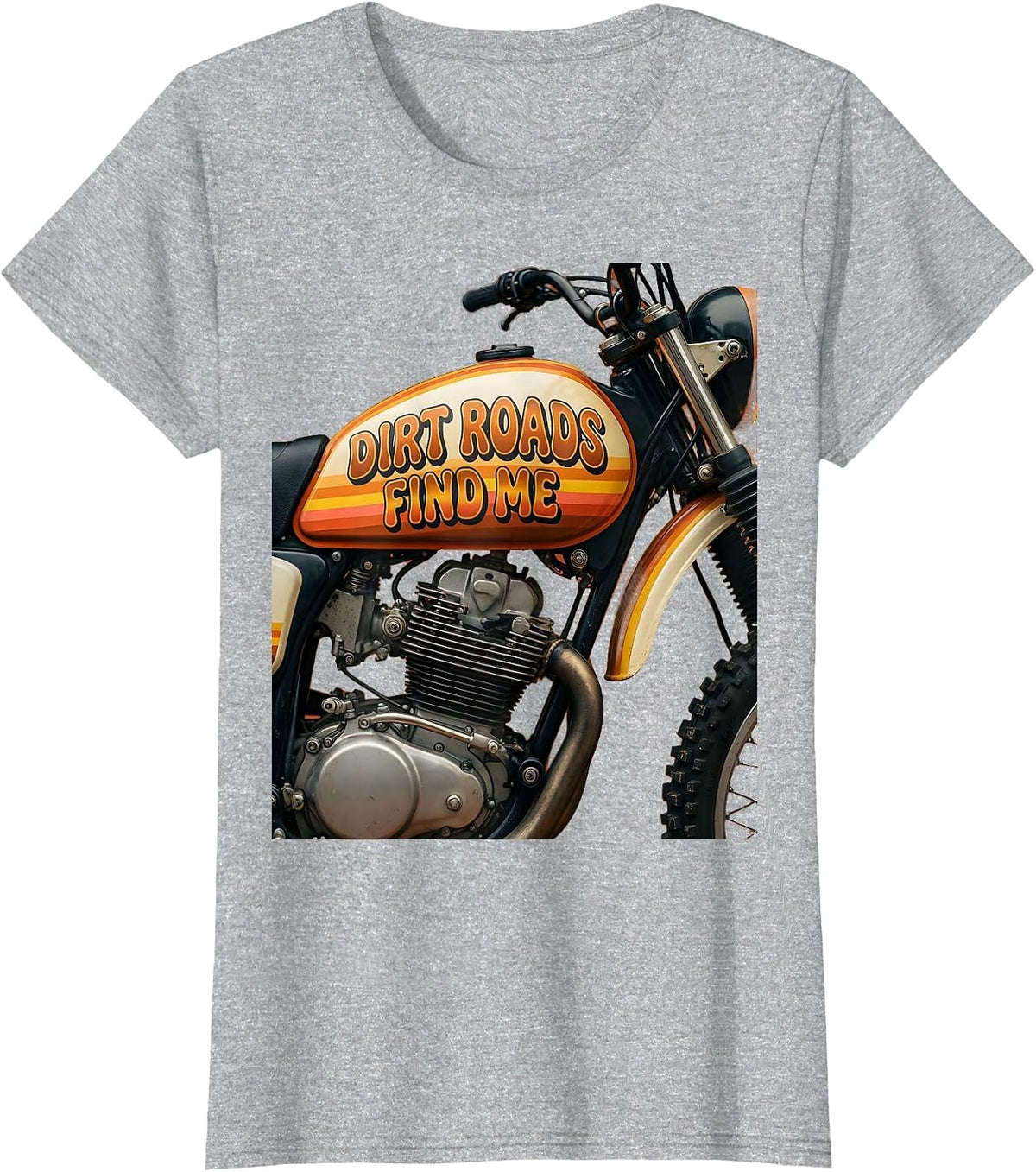 Women's Dirt Roads Find Me Outdoor Bike Design T-Shirt - Heather Grey