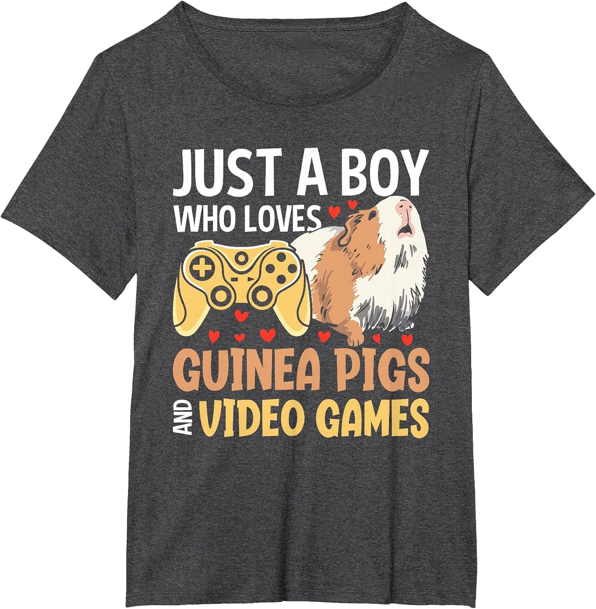 Just a Boy Who Loves Guinea Pigs and Video Games Gaming T-Shirt - Dark Heather Grey