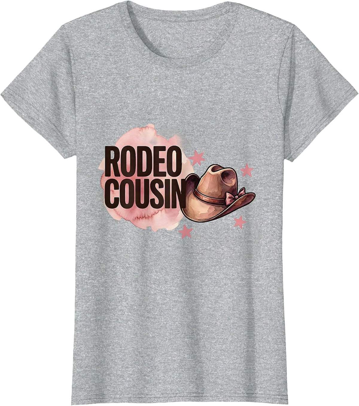 Rodeo Cousin Watercolor Cowgirl Hat Birthday Party Family T-Shirt - Heather Grey
