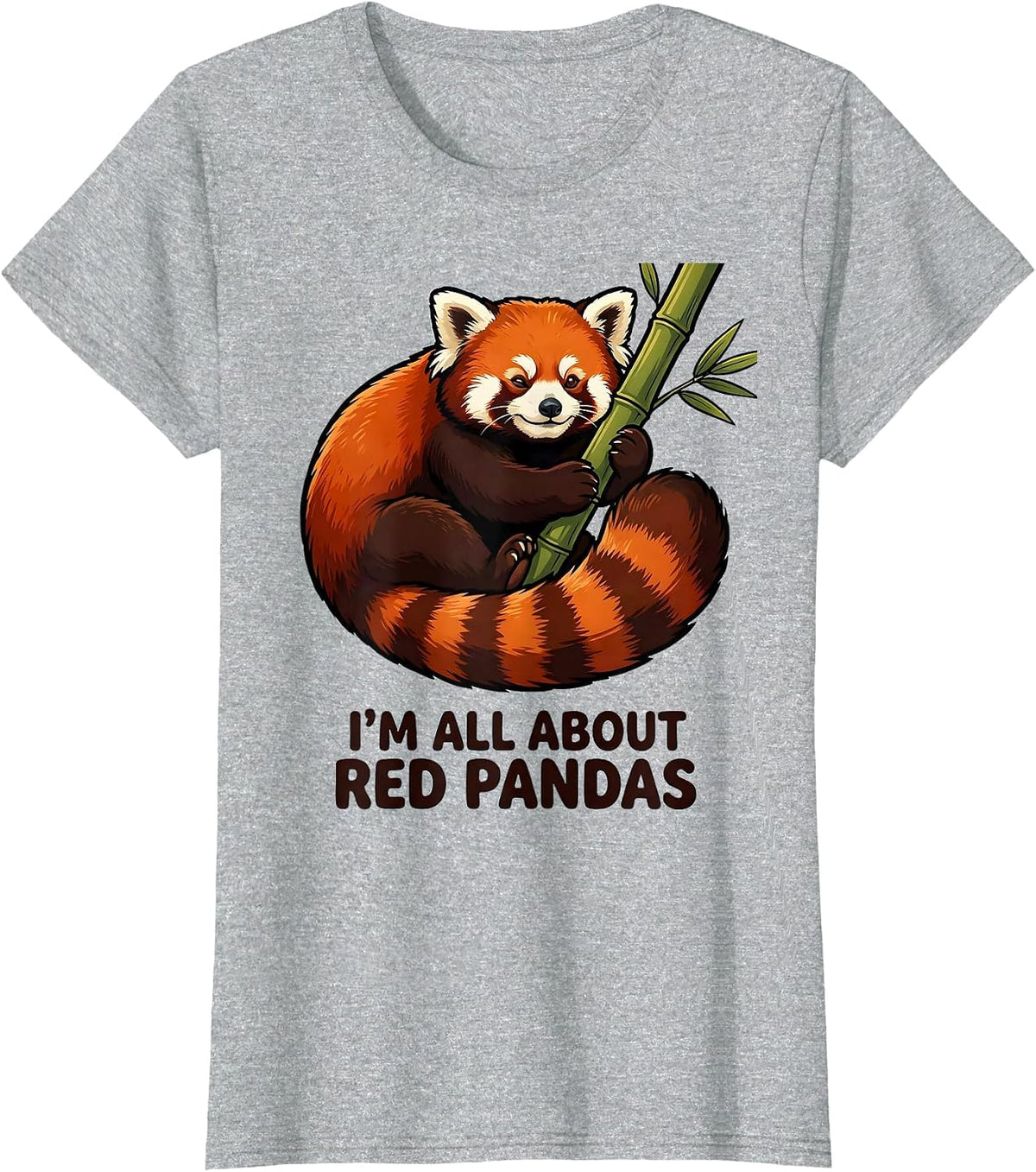Women's I'm All About Red Pandas Funny Cartoon Animal Lover Humor T-Shirt - Heather Grey