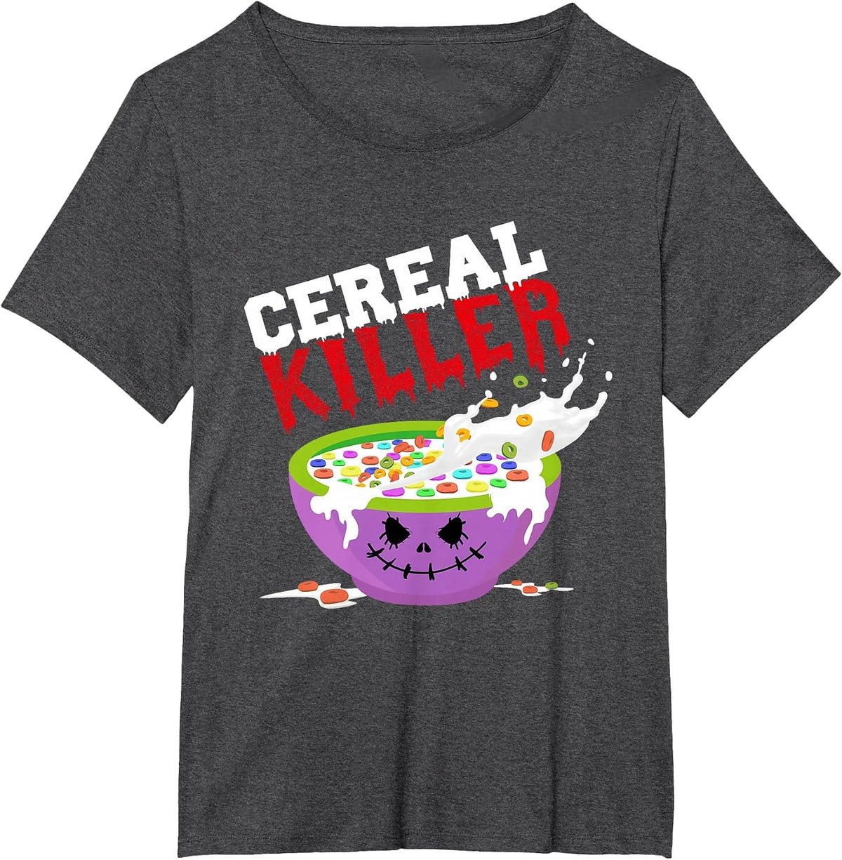 Cereal Killer Costume Funny Halloween Breakfast Cereal Food T-Shirt - Dark Heather Grey