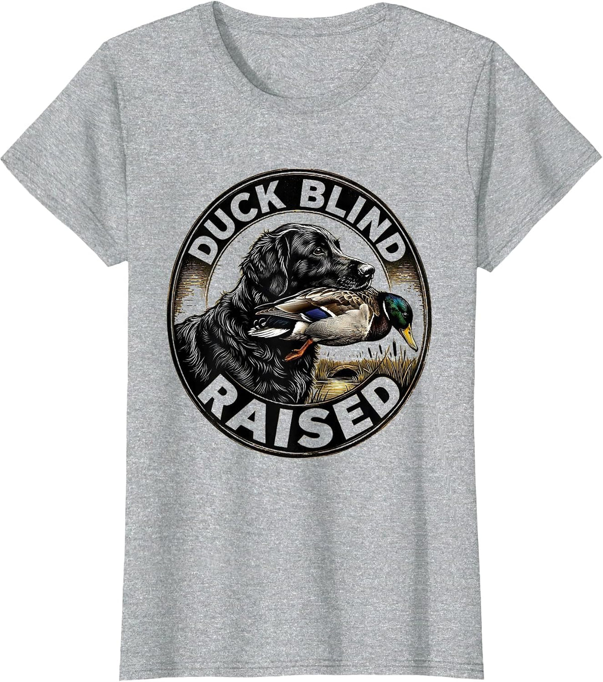Duck Blind Raised Scratchboard Hunting Dog Waterfowl Youth T-Shirt - Heather Grey