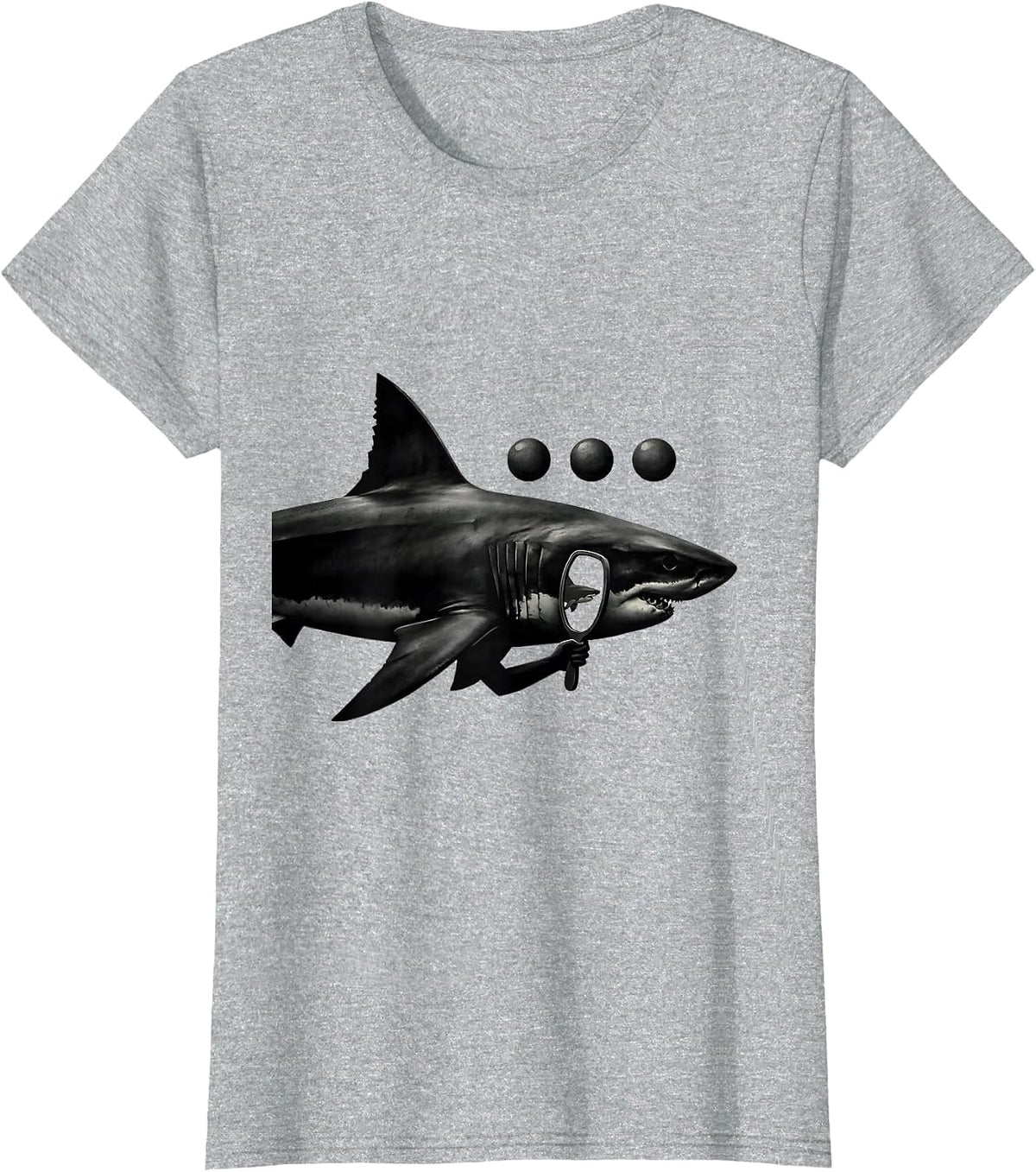 Women's Shark Holding Whale Mirror Funny Ocean Animal Lover T-Shirt - Heather Grey